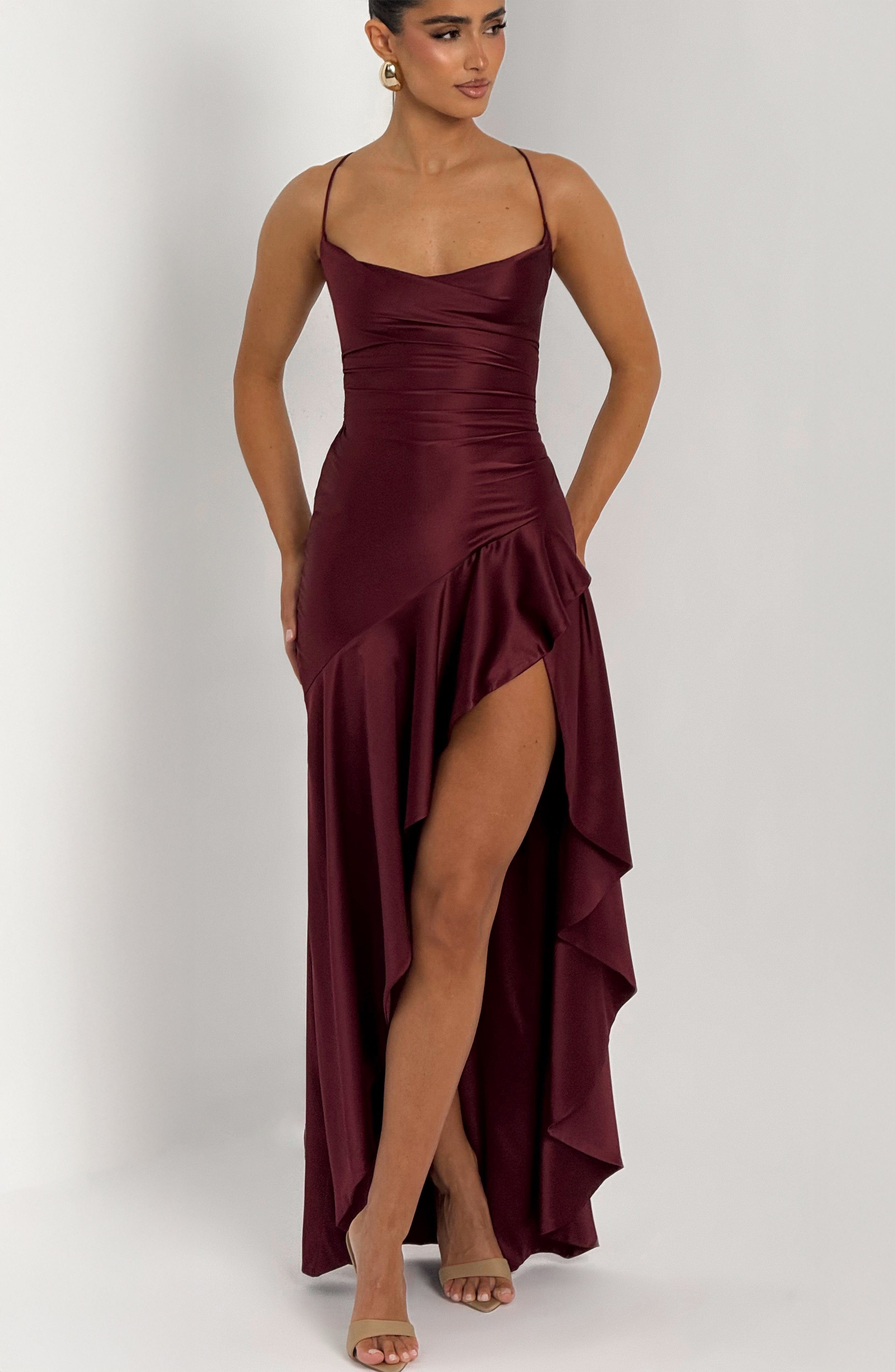 minilena Samira Maxi Dress Cherry Lacquer
