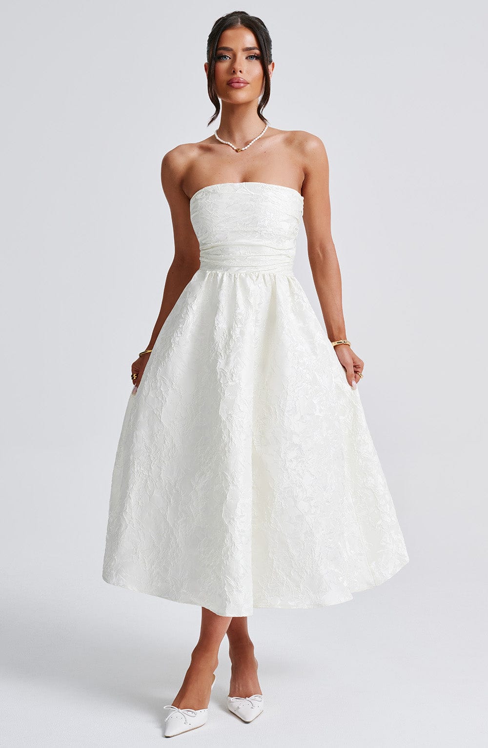 minilena Saoirse Midi Dress Ivory