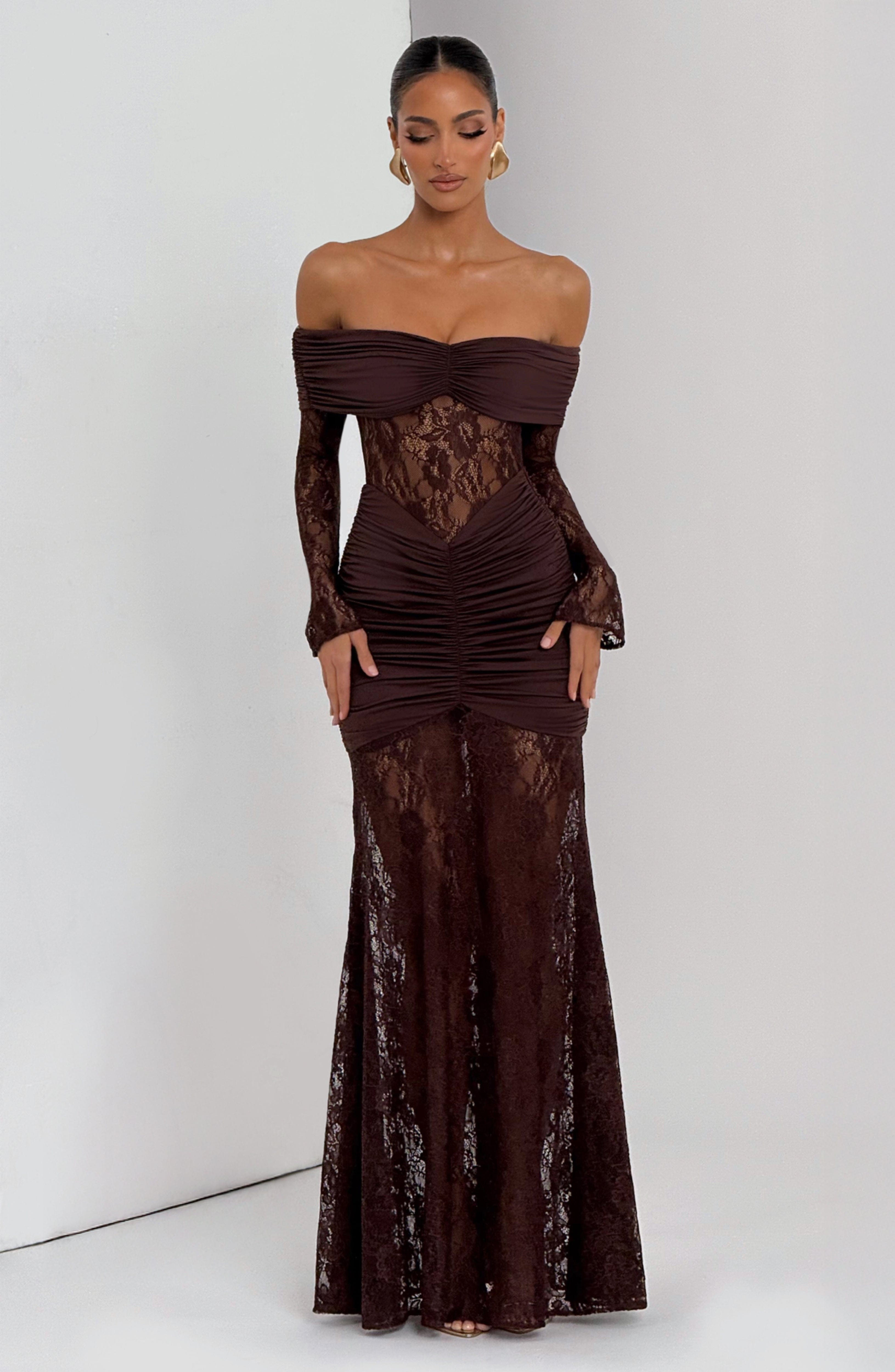 minilena Sauline Maxi Dress Plum Brown