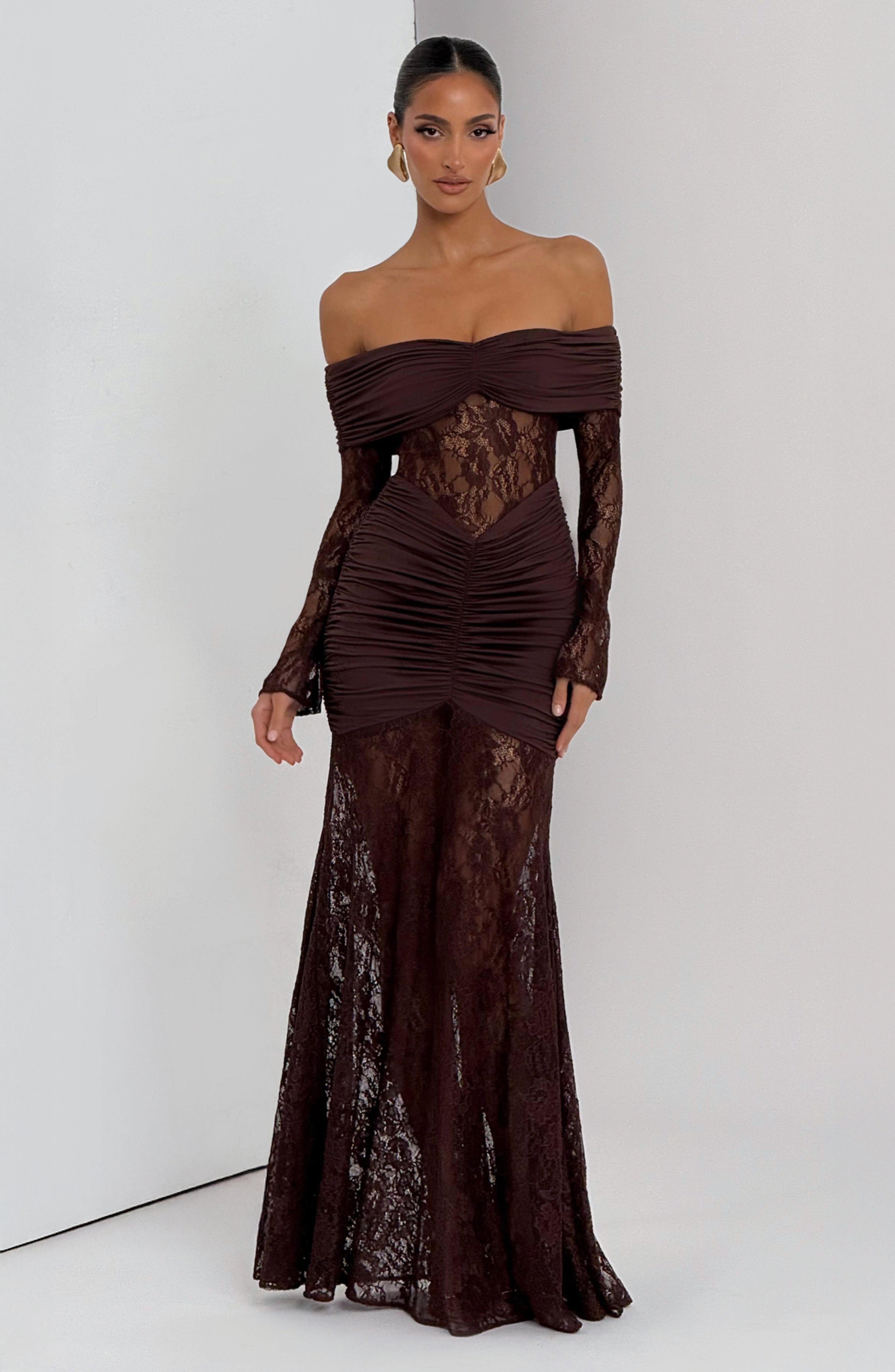 minilena Sauline Maxi Dress Plum Brown
