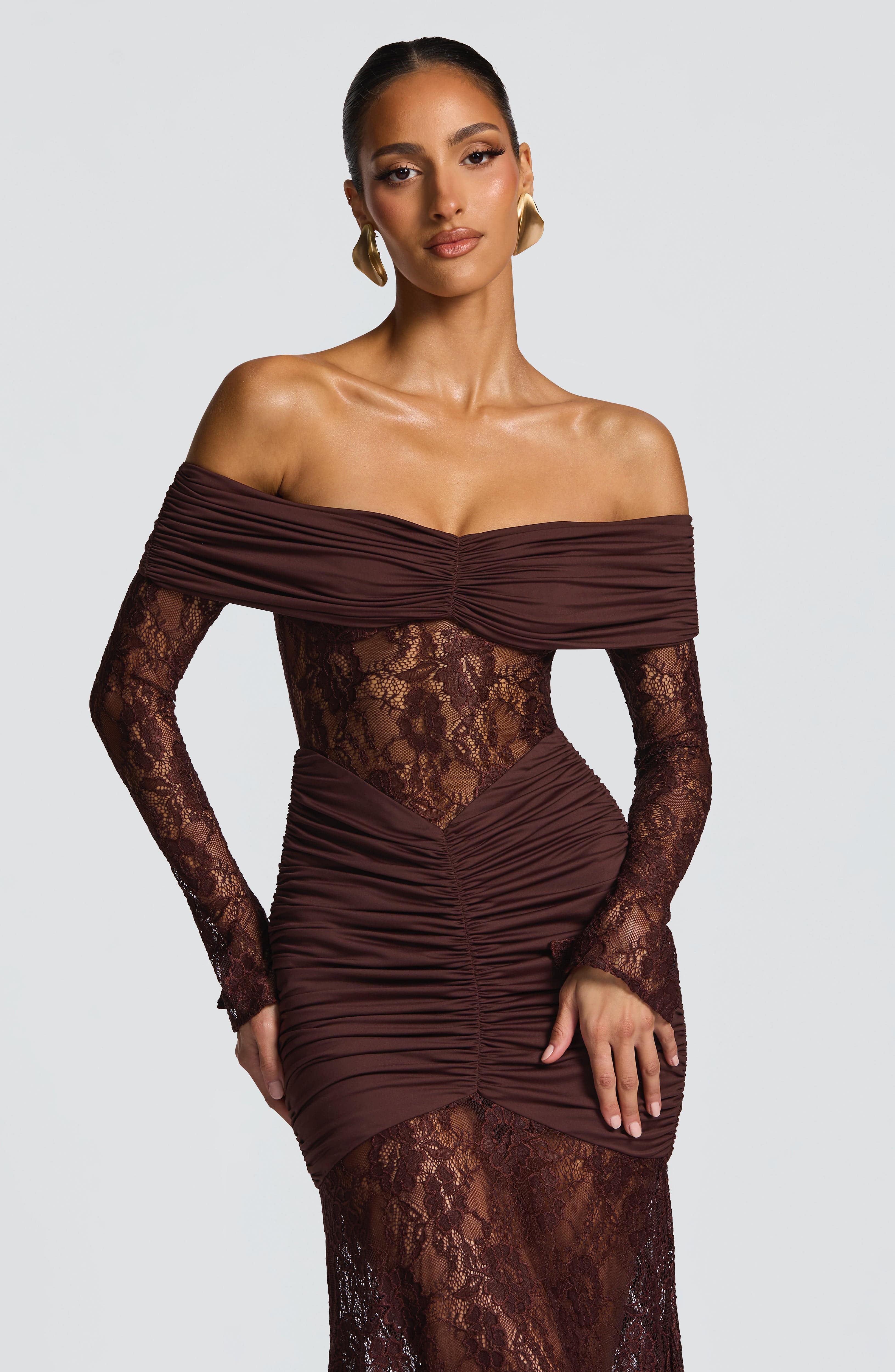 minilena Sauline Maxi Dress Plum Brown