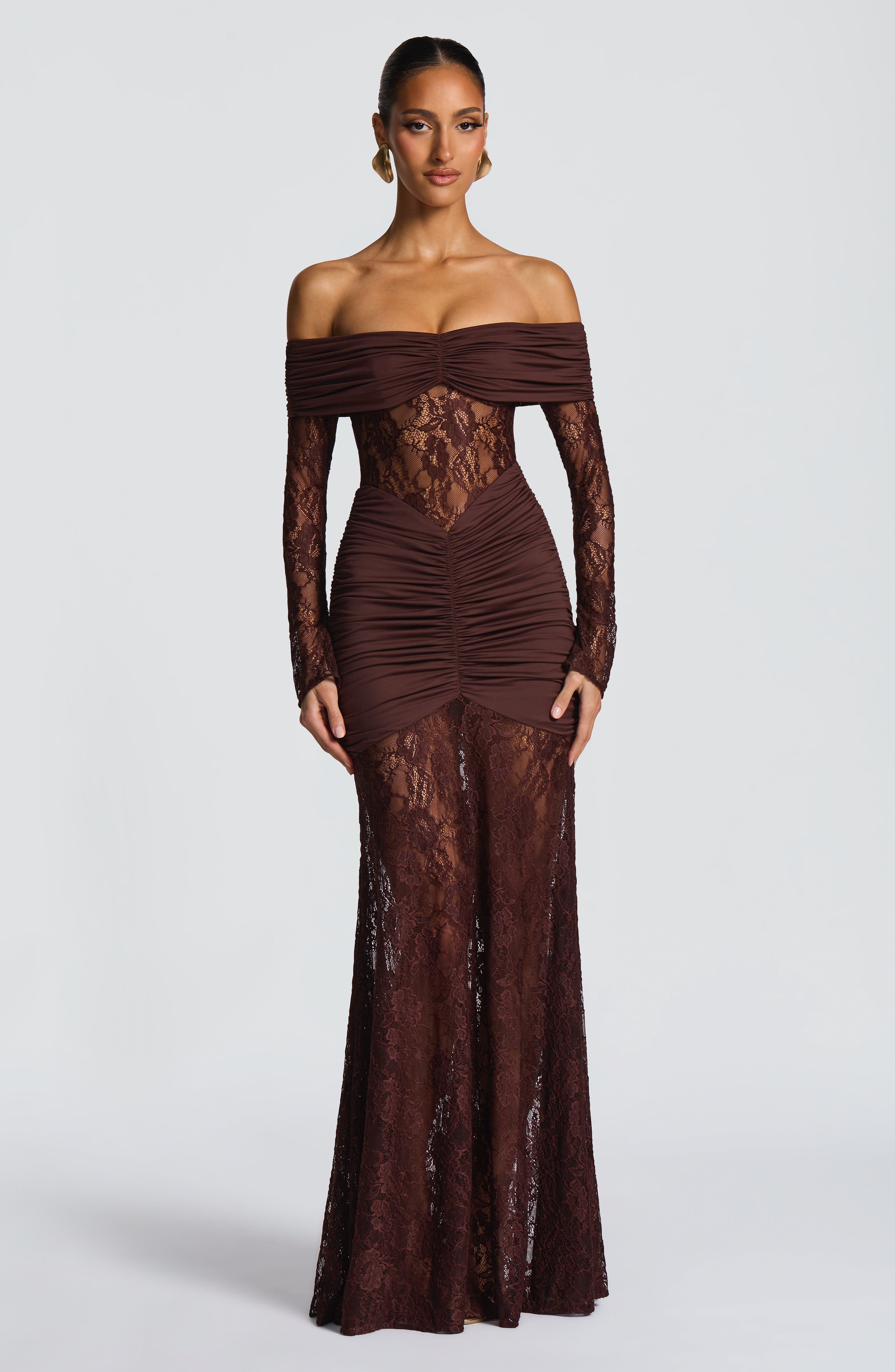 minilena Sauline Maxi Dress Plum Brown