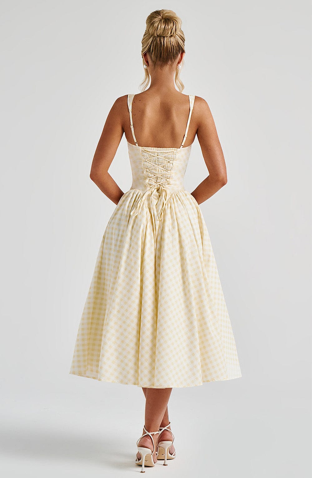 minilena Sherrie Midi Dress Lemon Gingham