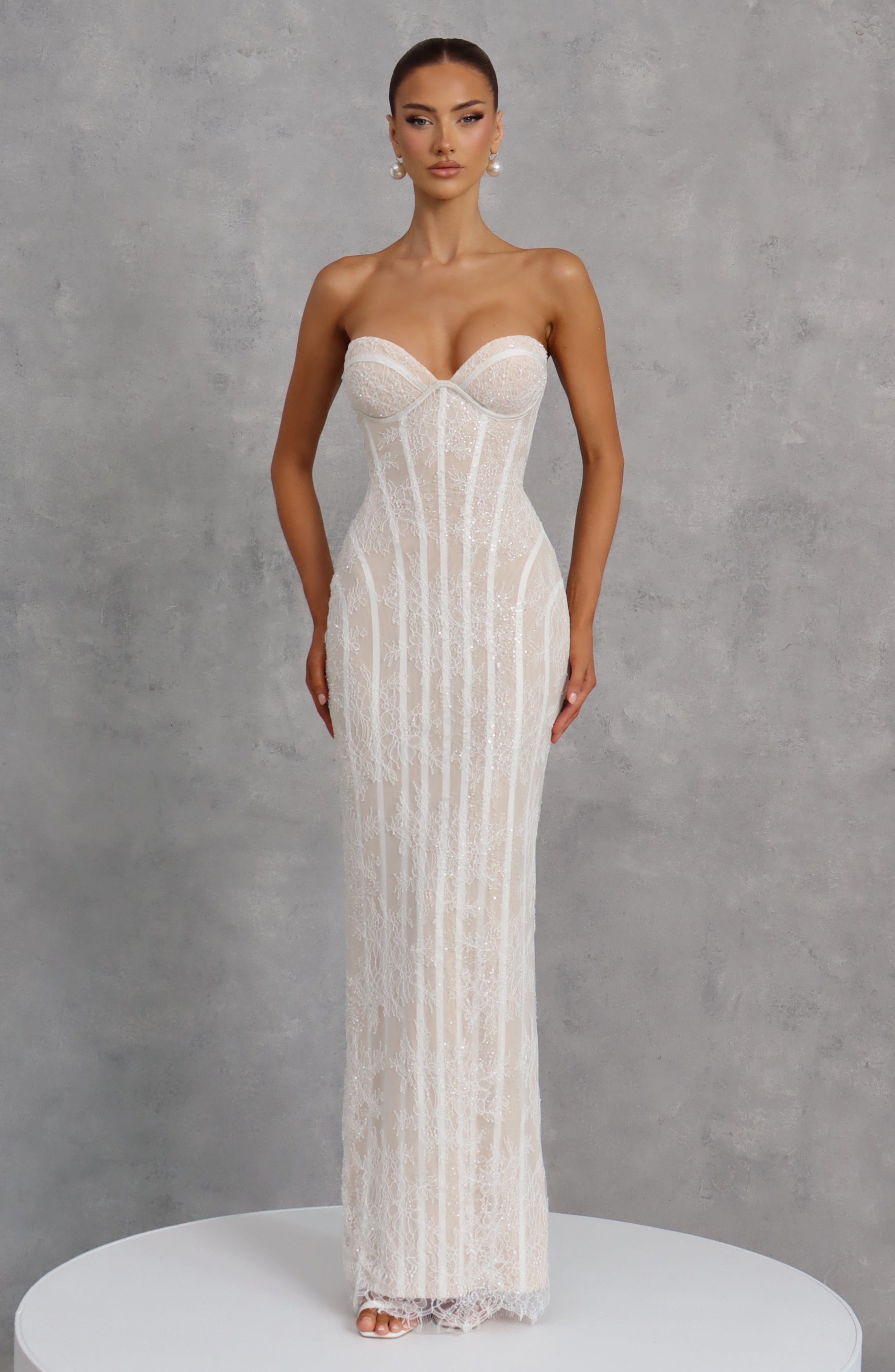 minilena Sian Maxi Dress Ivory Embellishment