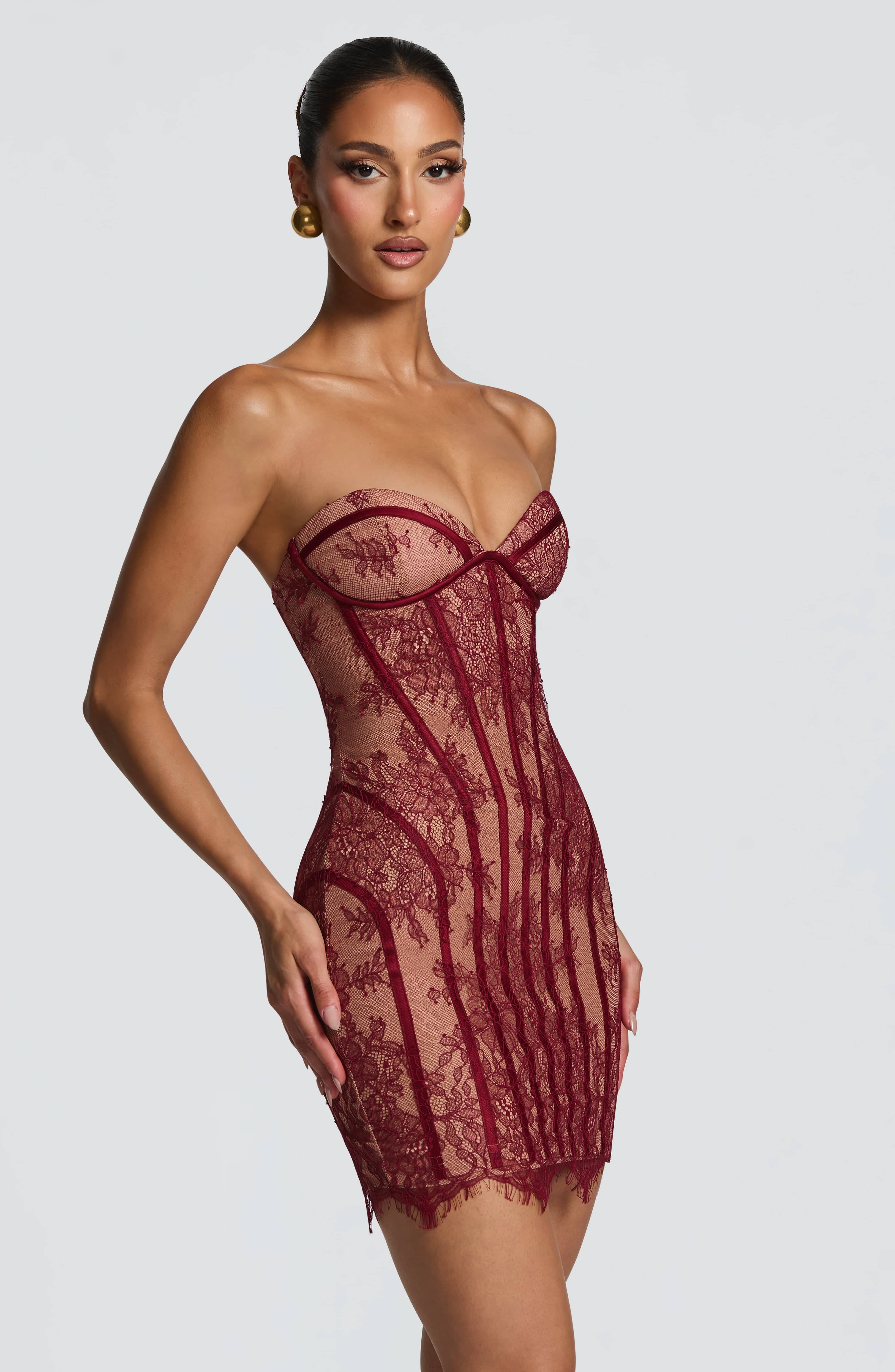 minilena Sian Mini Dress Burgundy