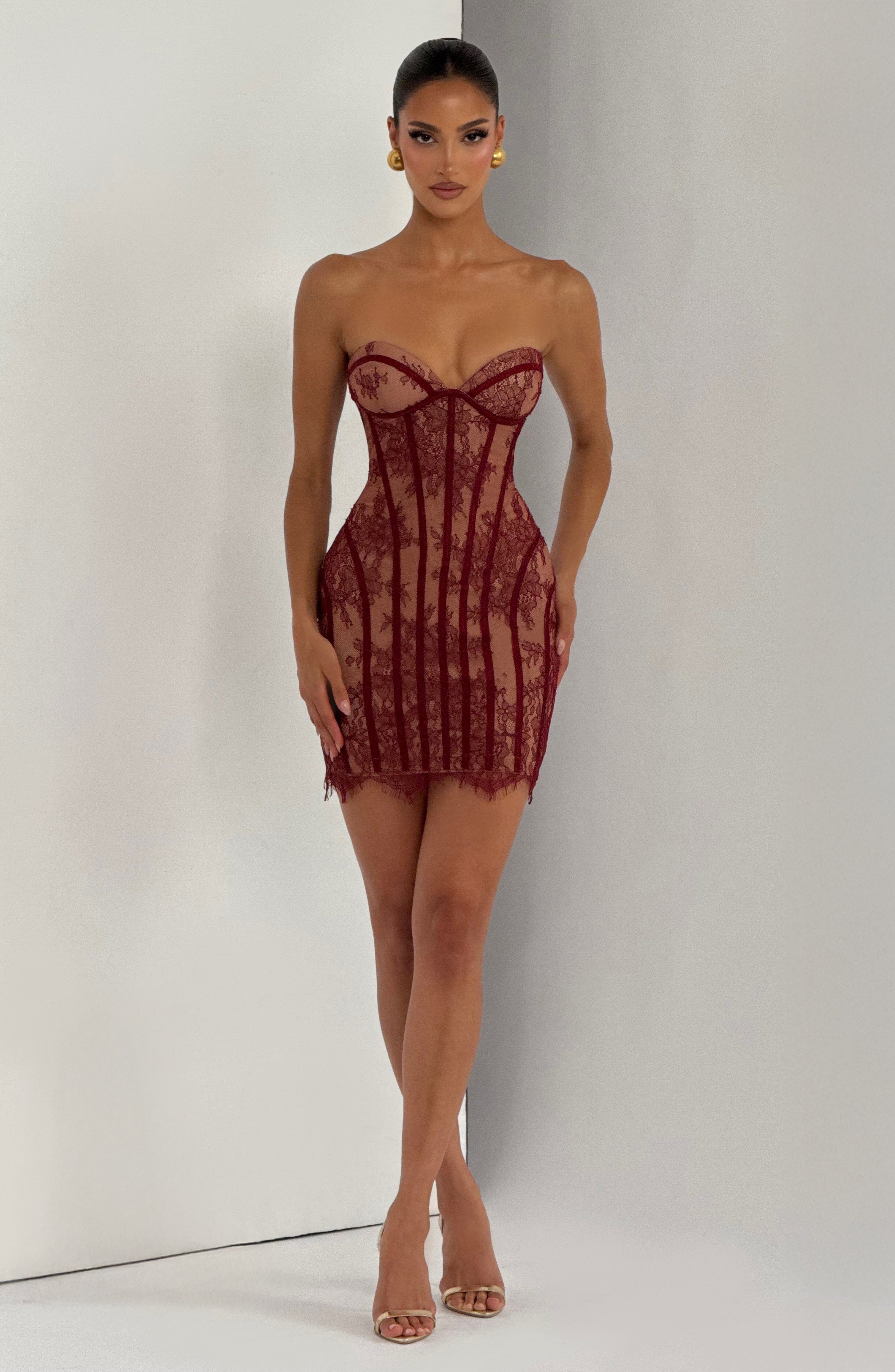 minilena Sian Mini Dress Burgundy