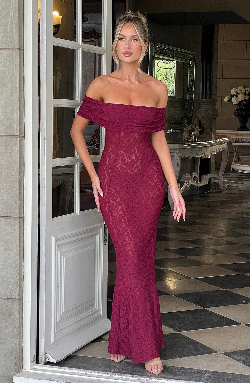 minilena Stephanie Maxi Dress Burgundy