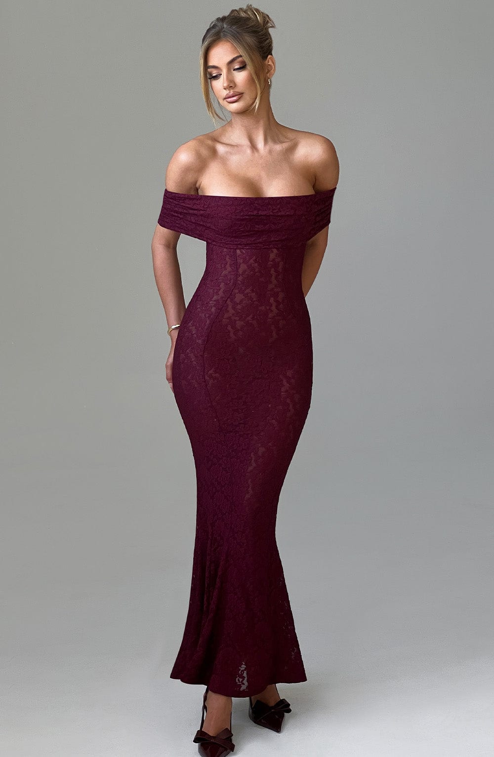 minilena Stephanie Maxi Dress Burgundy