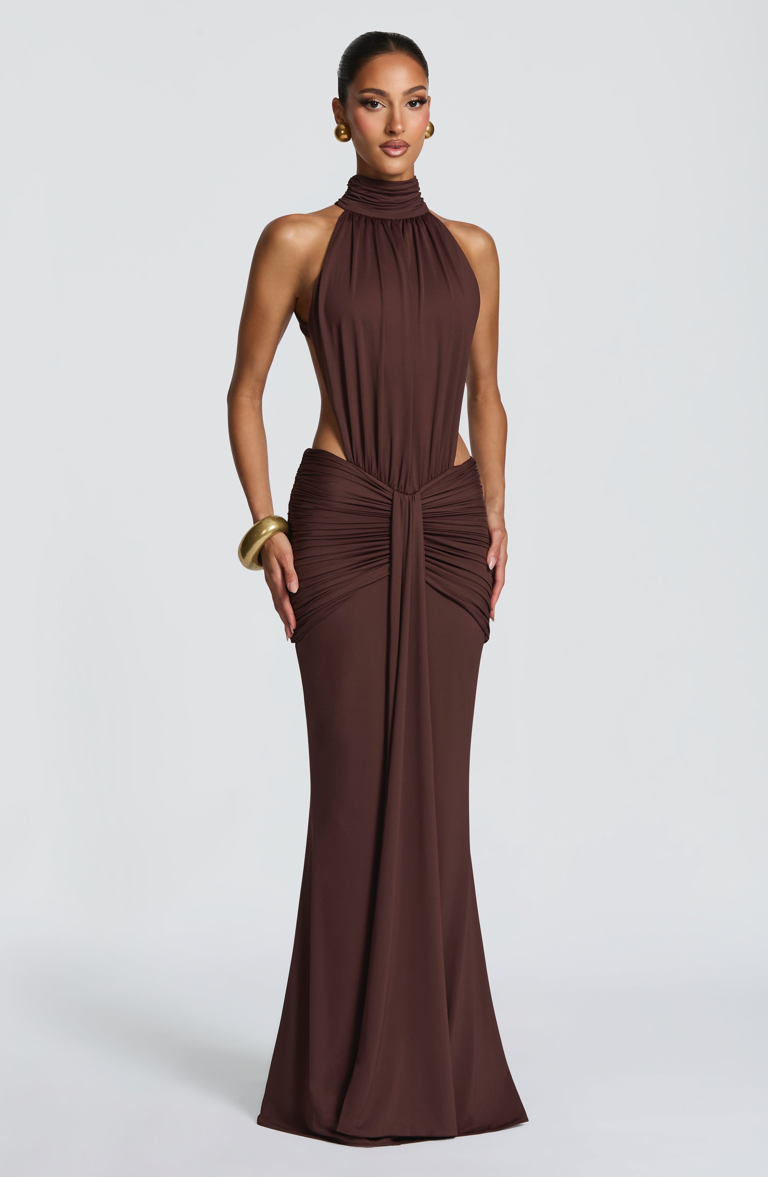 minilena Thekla Maxi Dress Plum Brown