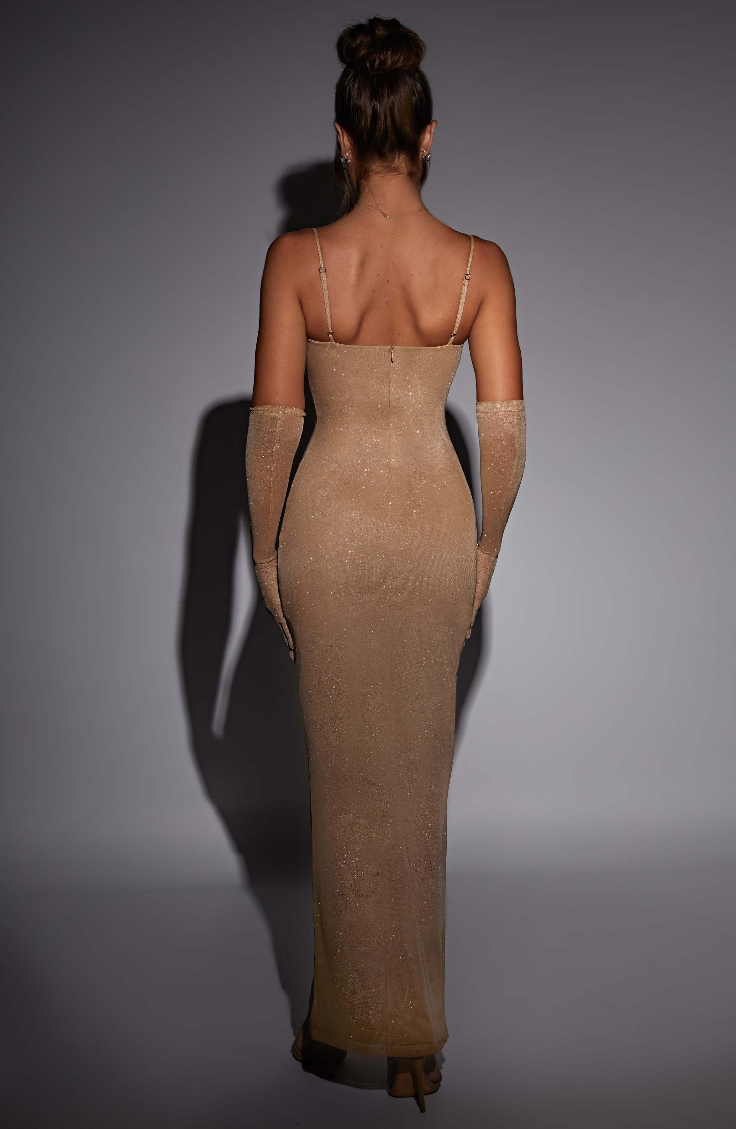 minilena Trixie Maxi Dress Gold Sparkle