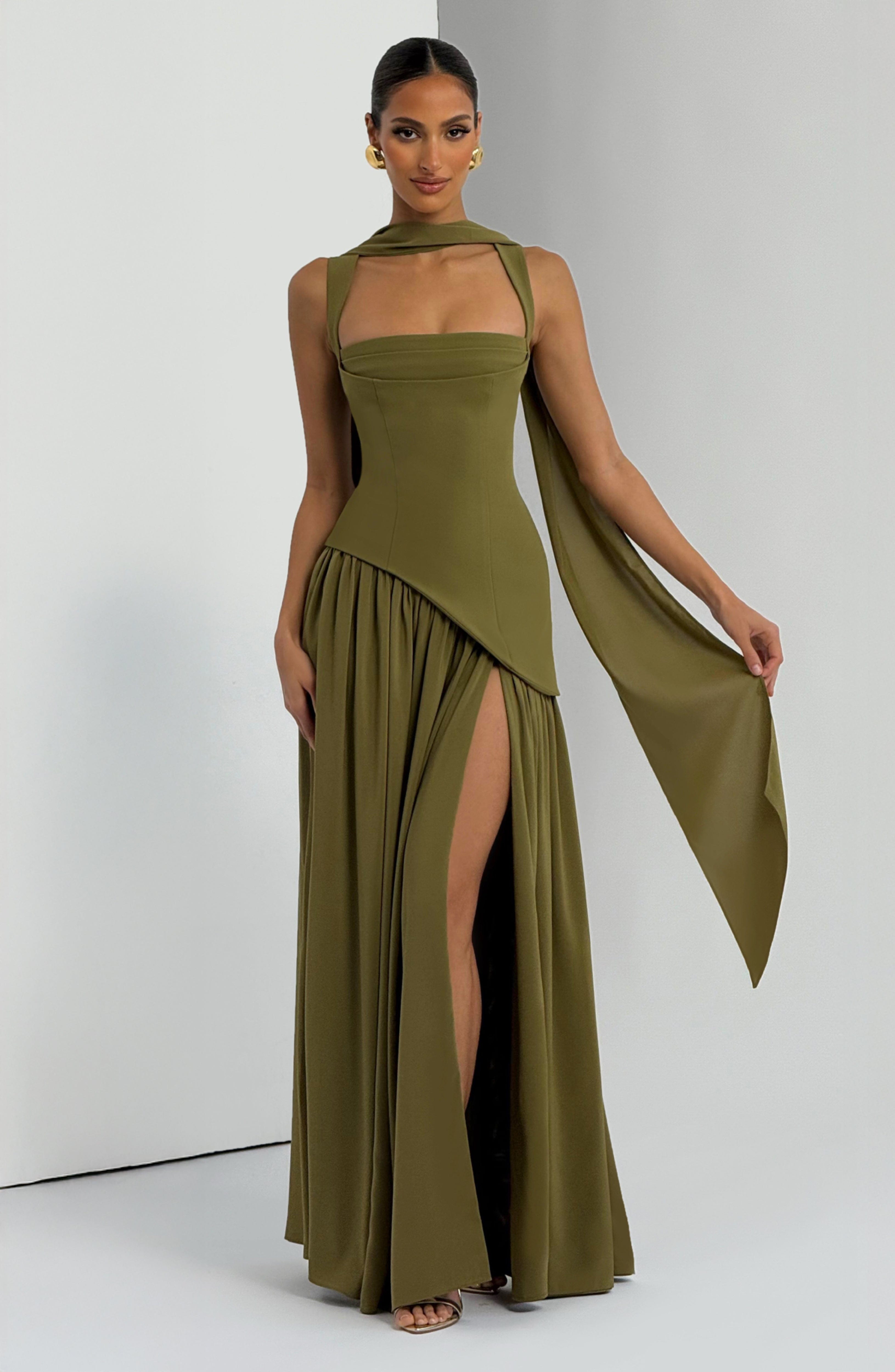 minilena Tullulah Maxi Dress Deep Olive
