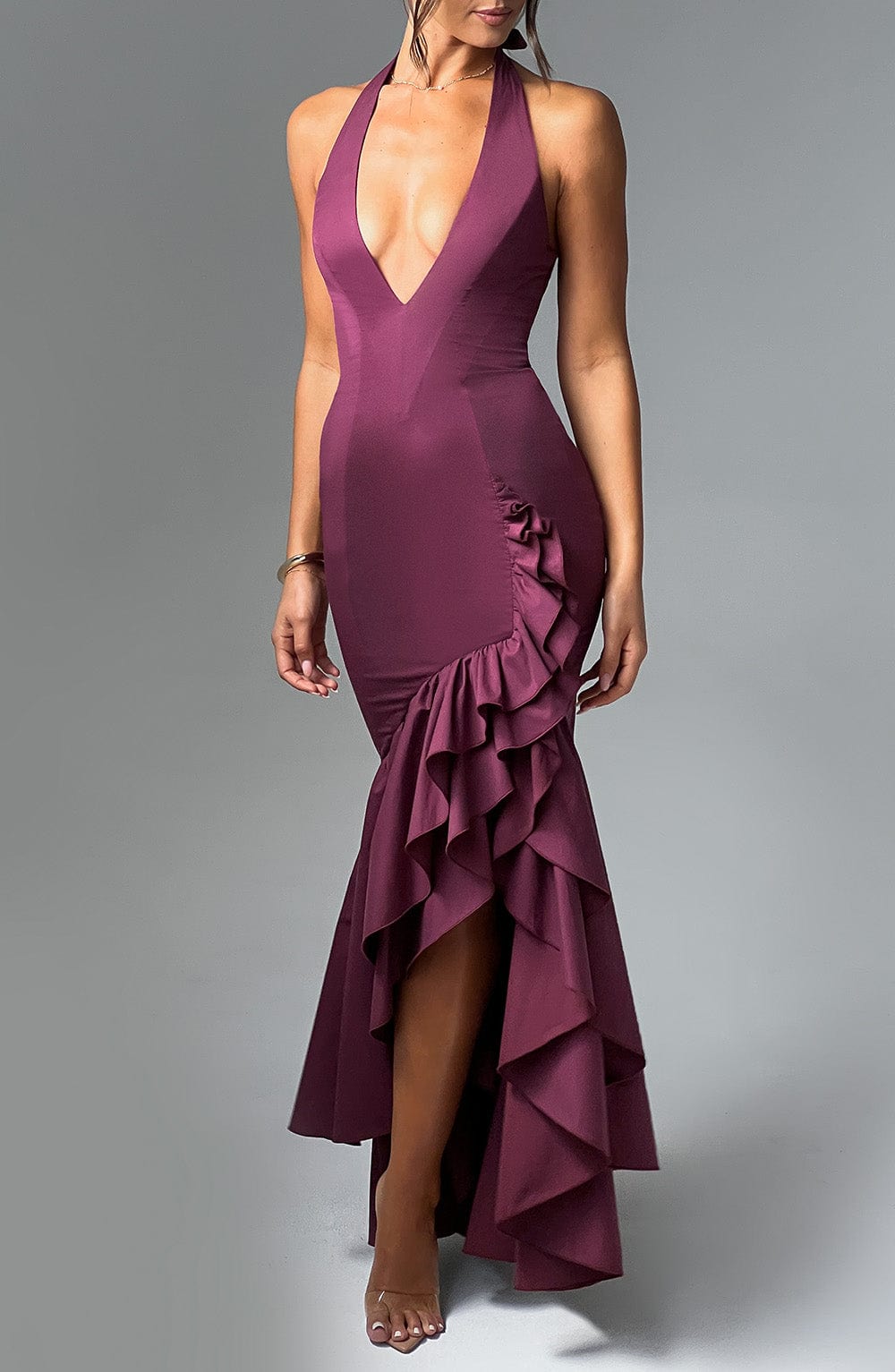 minilena Veronique Maxi Dress Cherry Lacquer
