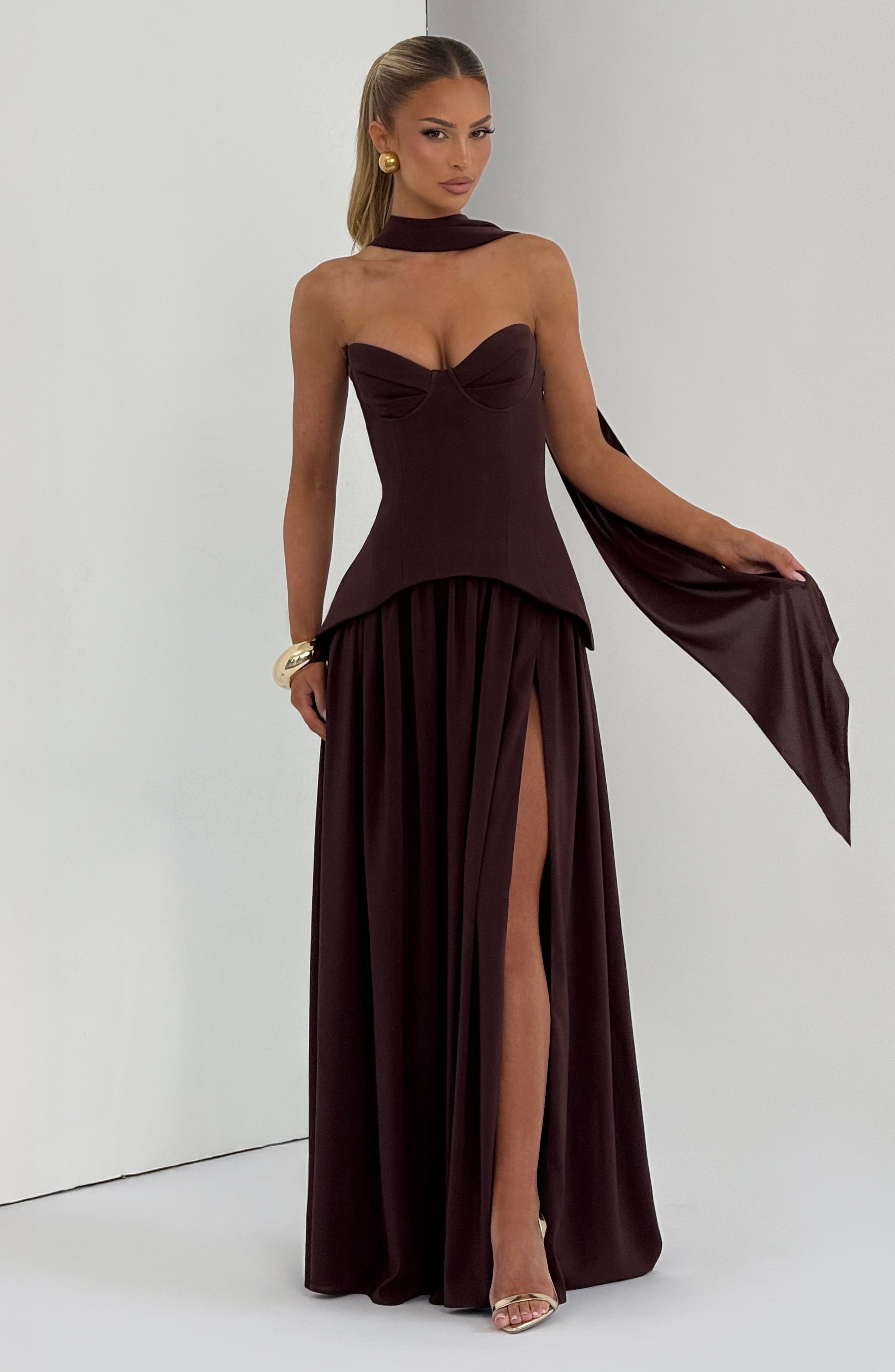 minilena Vietta Maxi Dress Plum Brown