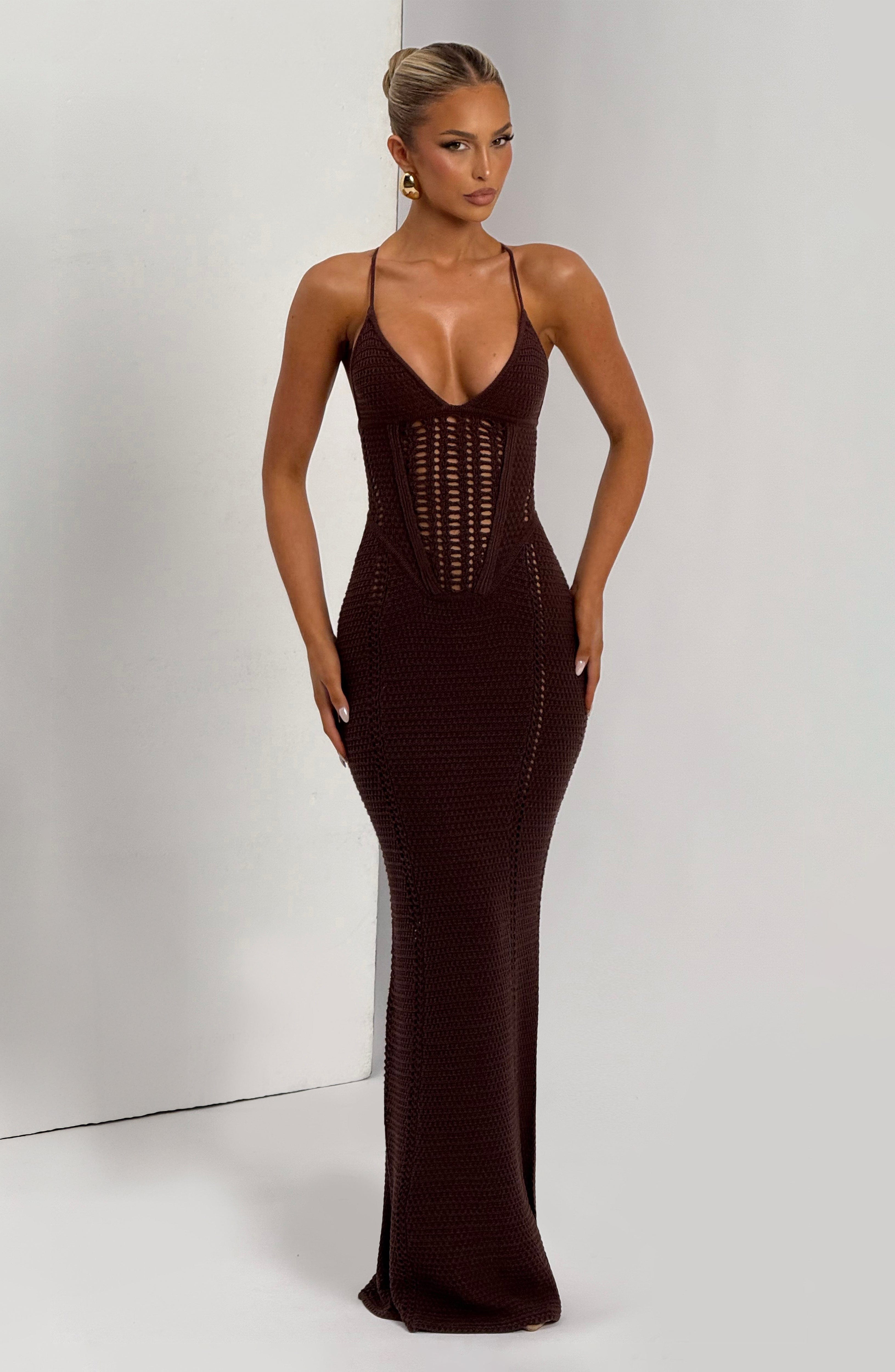 minilena Xanthe Maxi Dress Plum Brown