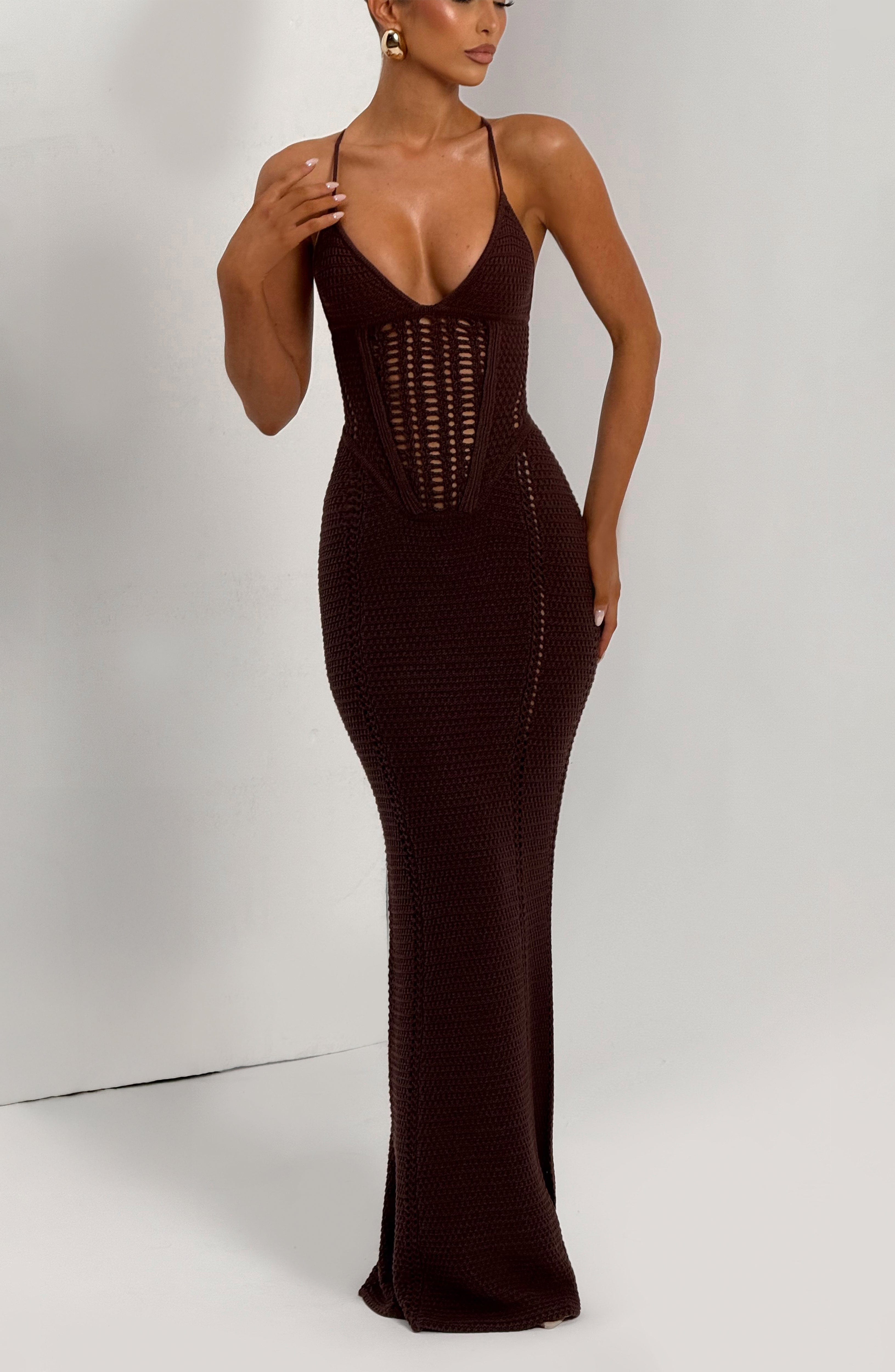 minilena Xanthe Maxi Dress Plum Brown