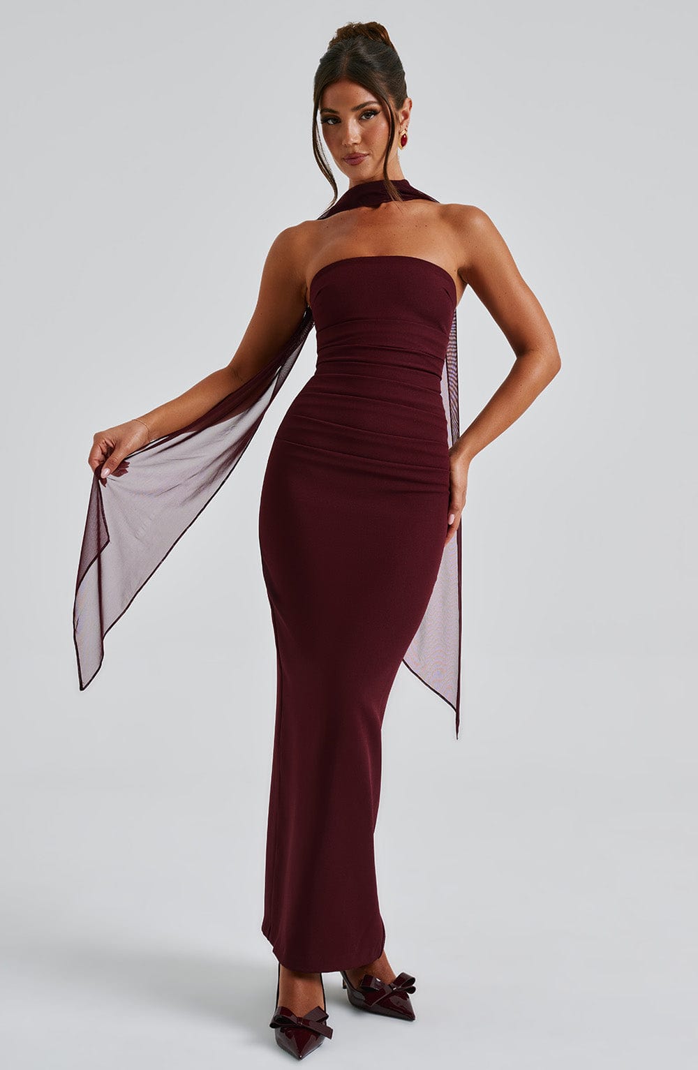 minilena Yulia Maxi Dress Cherry Lacquer