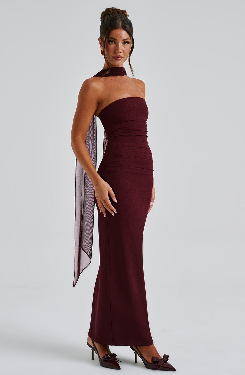 minilena Yulia Maxi Dress Cherry Lacquer