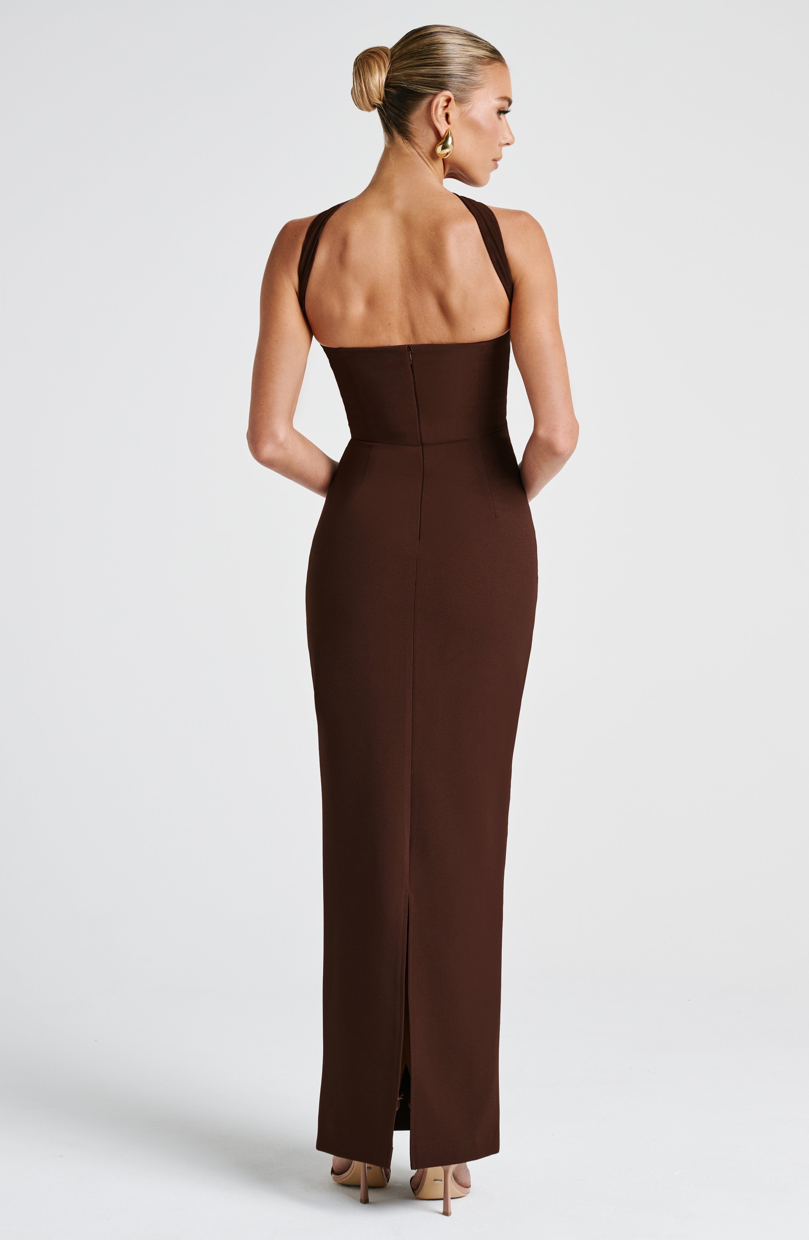 minilena Yulia Maxi Dress Plum Brown