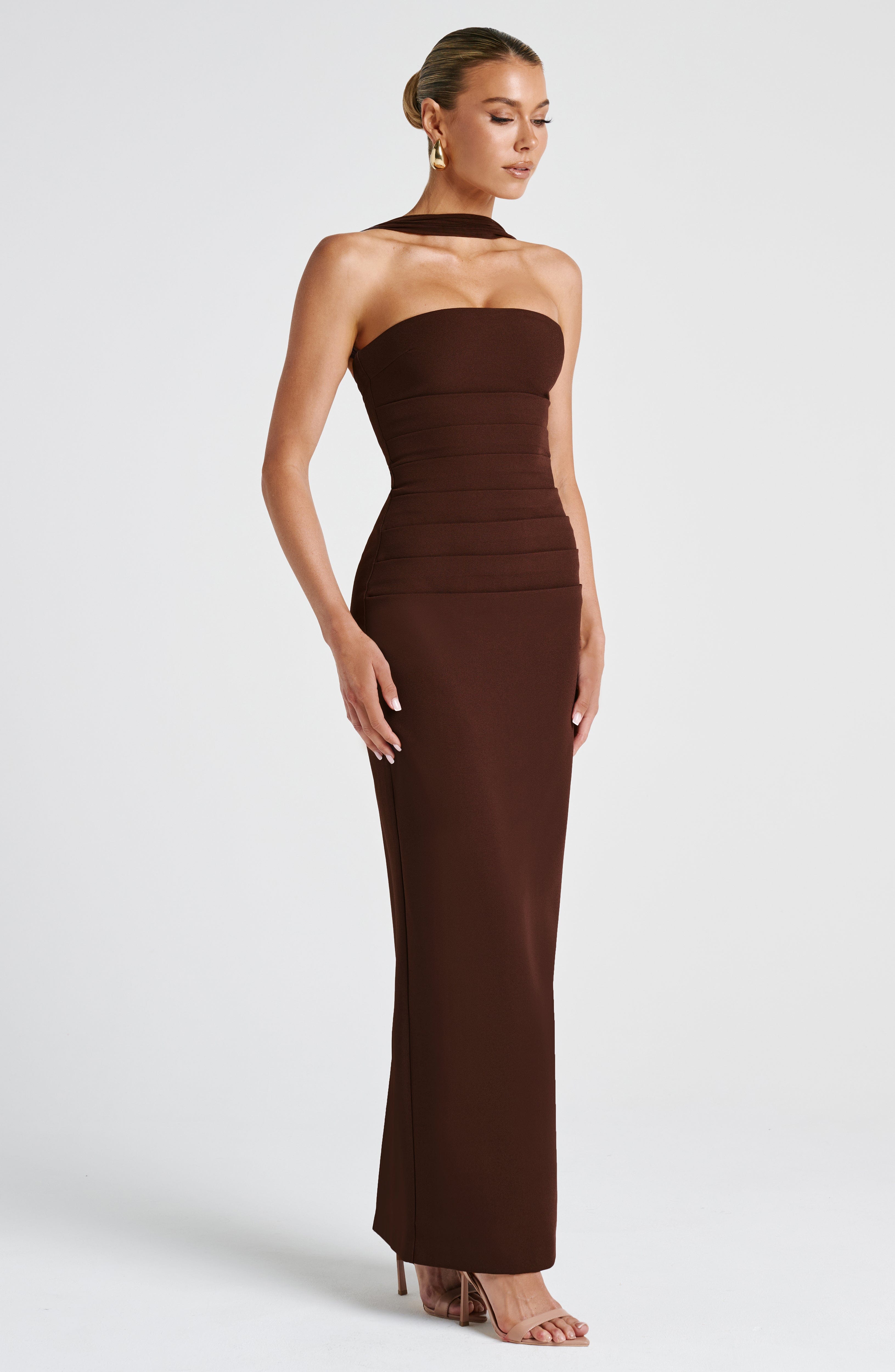 minilena Yulia Maxi Dress Plum Brown