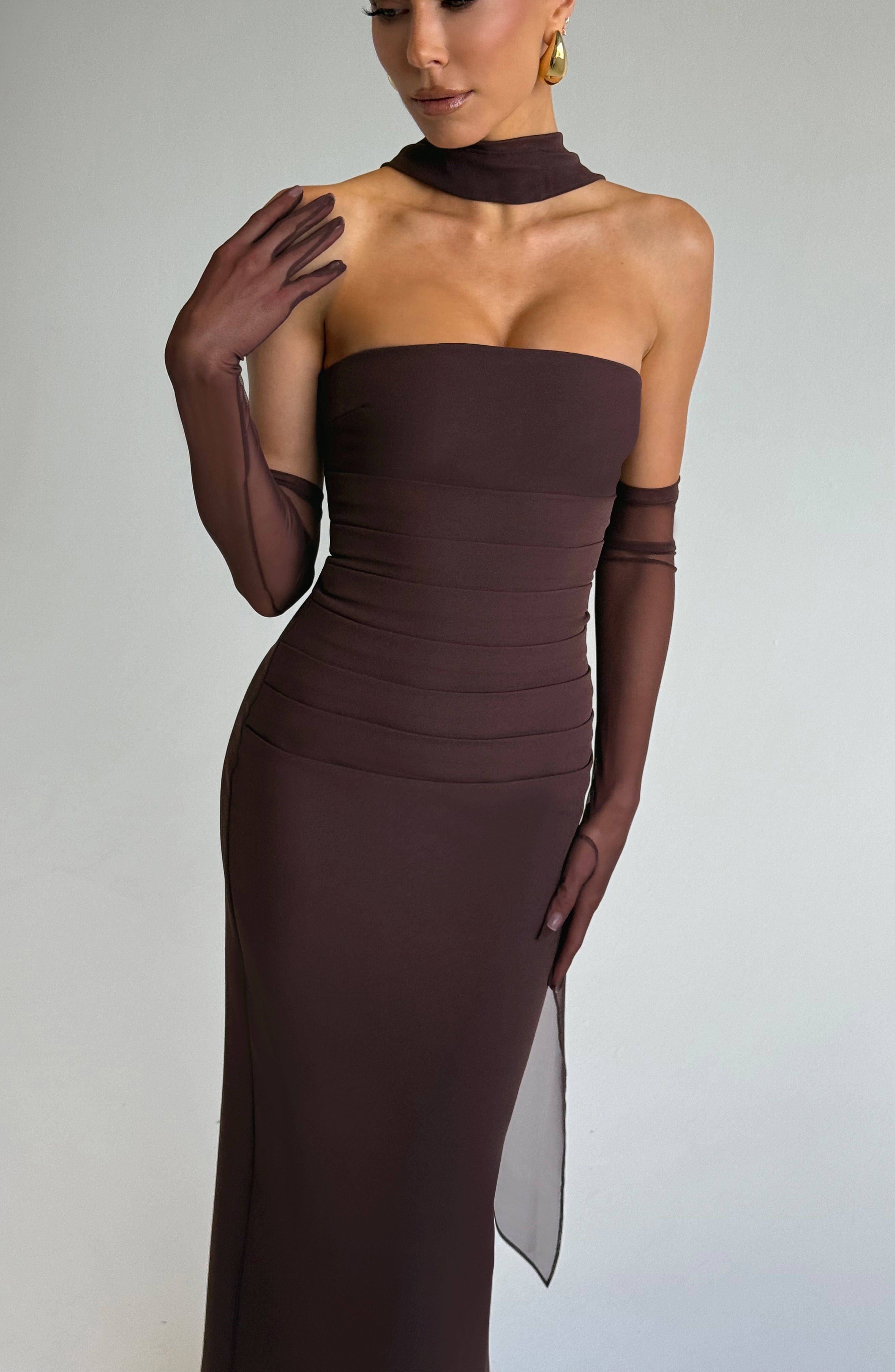 minilena Yulia Maxi Dress Plum Brown