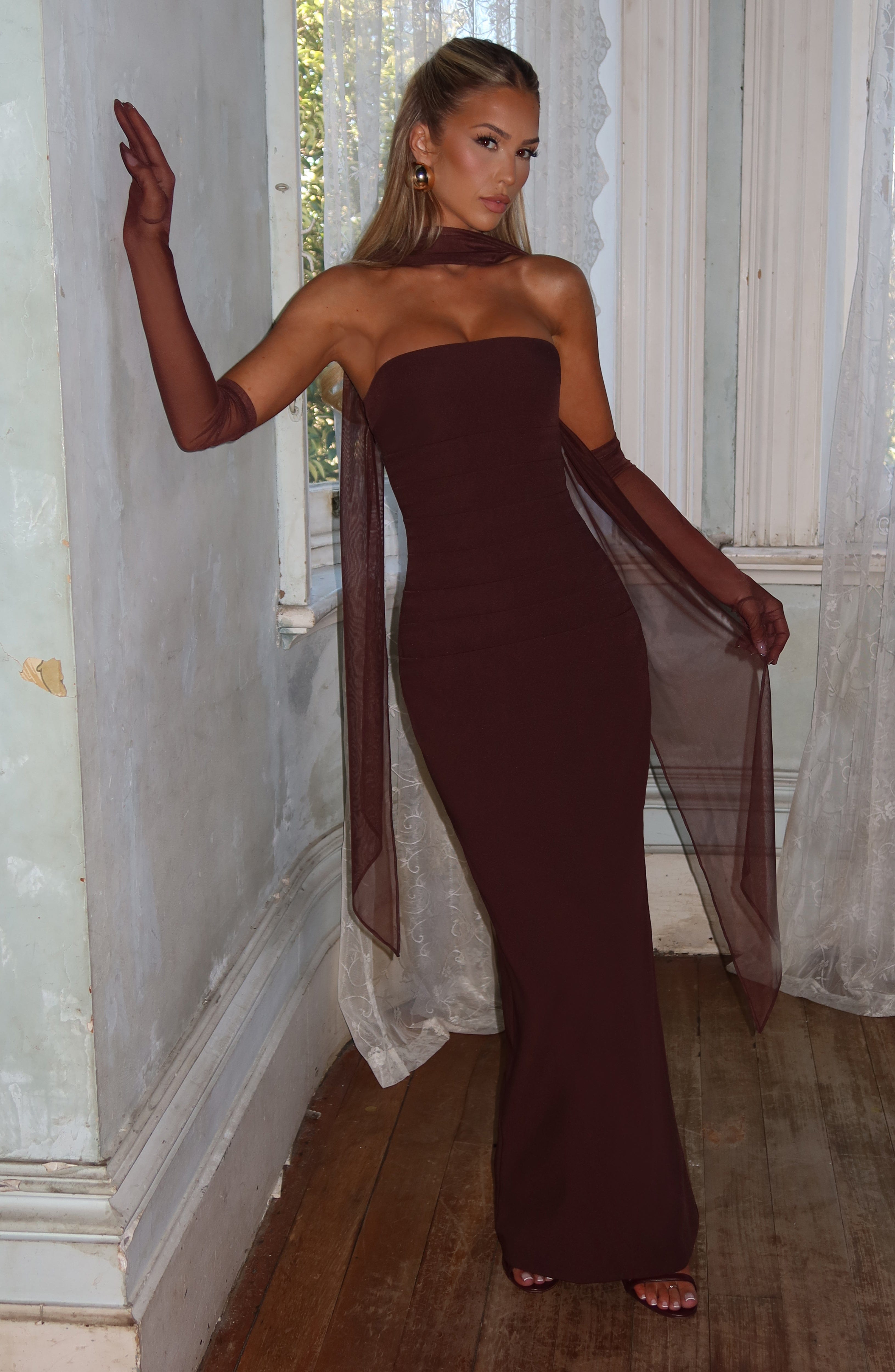 minilena Yulia Maxi Dress Plum Brown