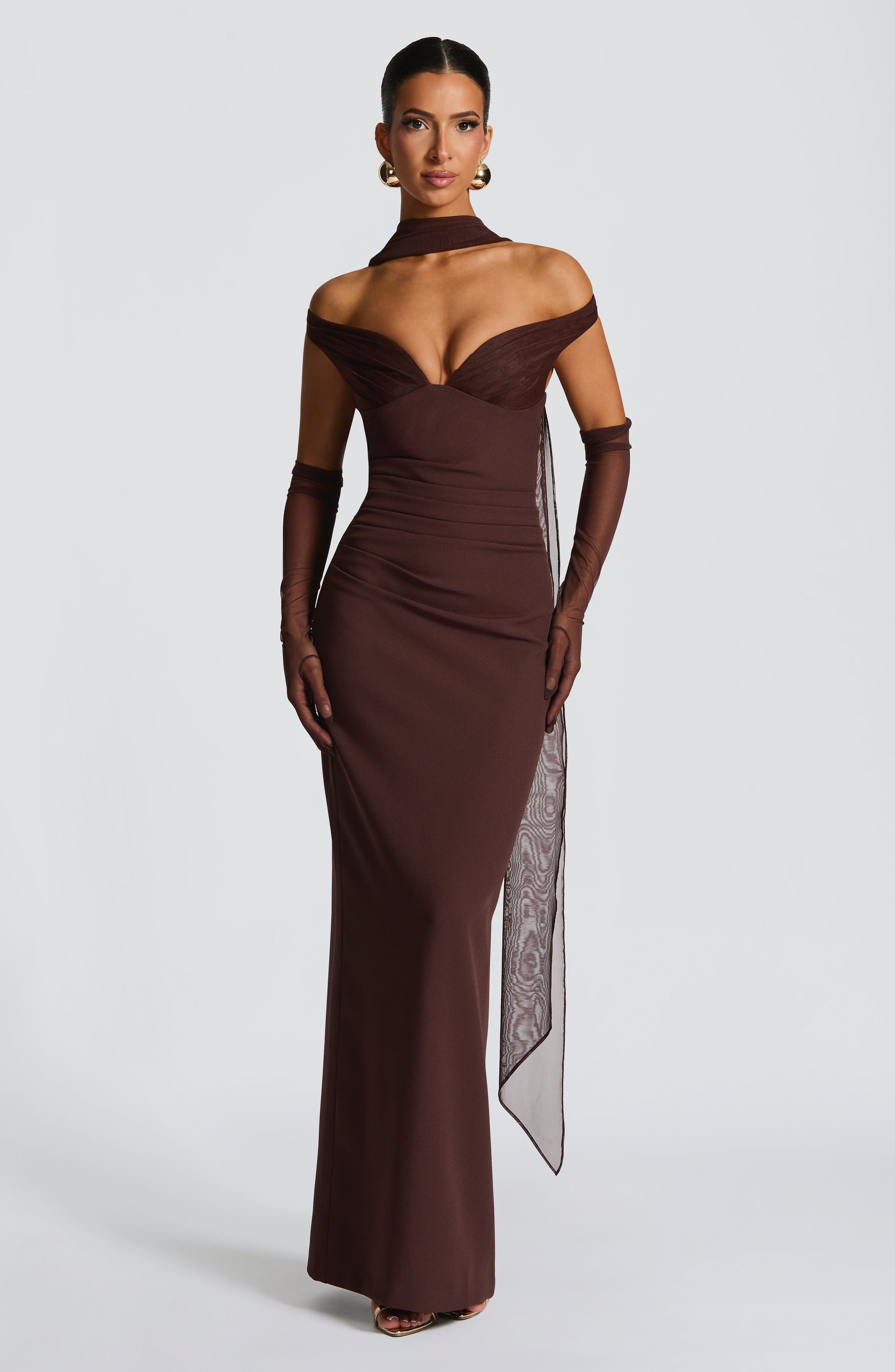 minilena Abigail Maxi Dress Plum Brown