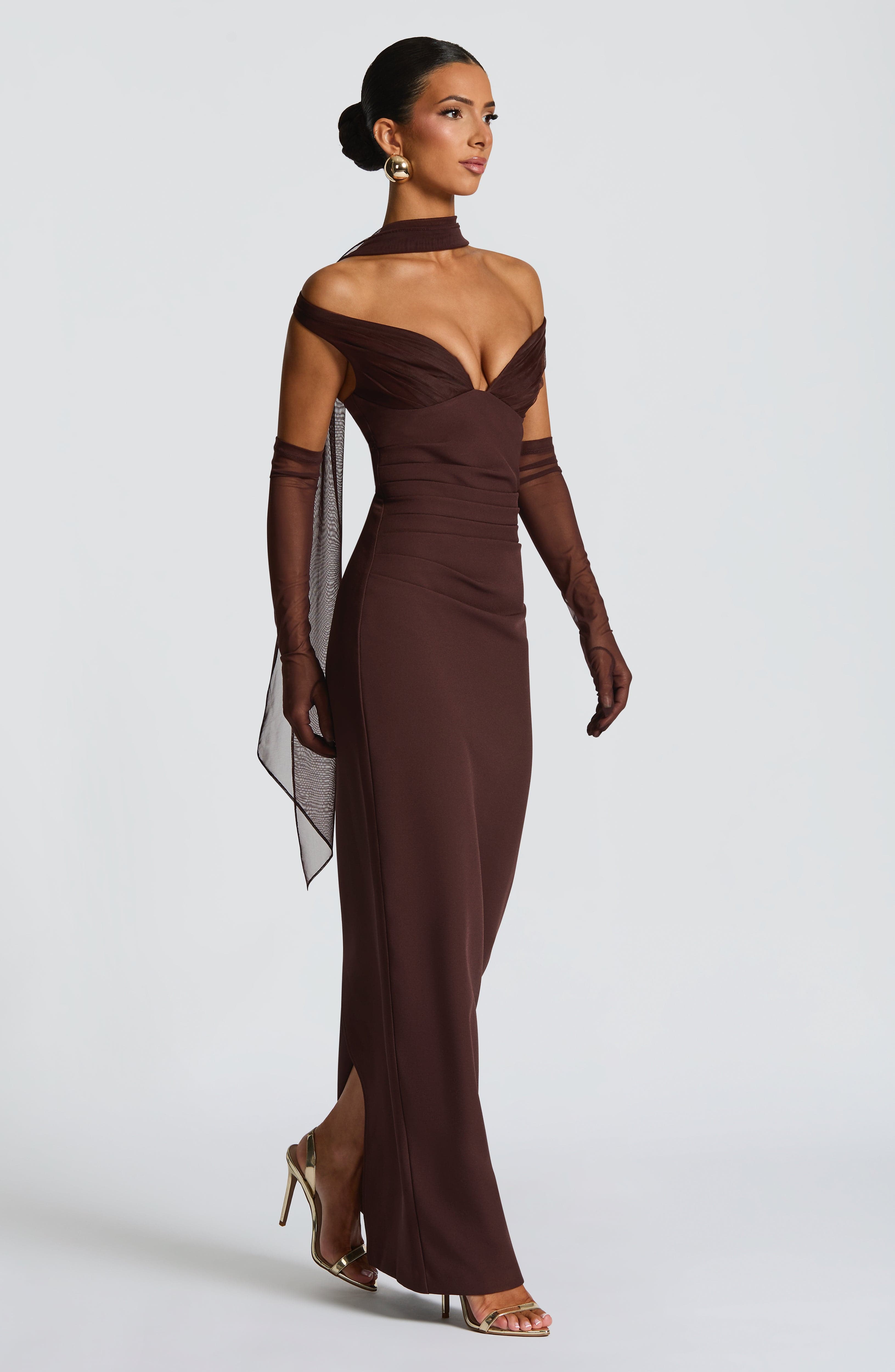 minilena Abigail Maxi Dress Plum Brown