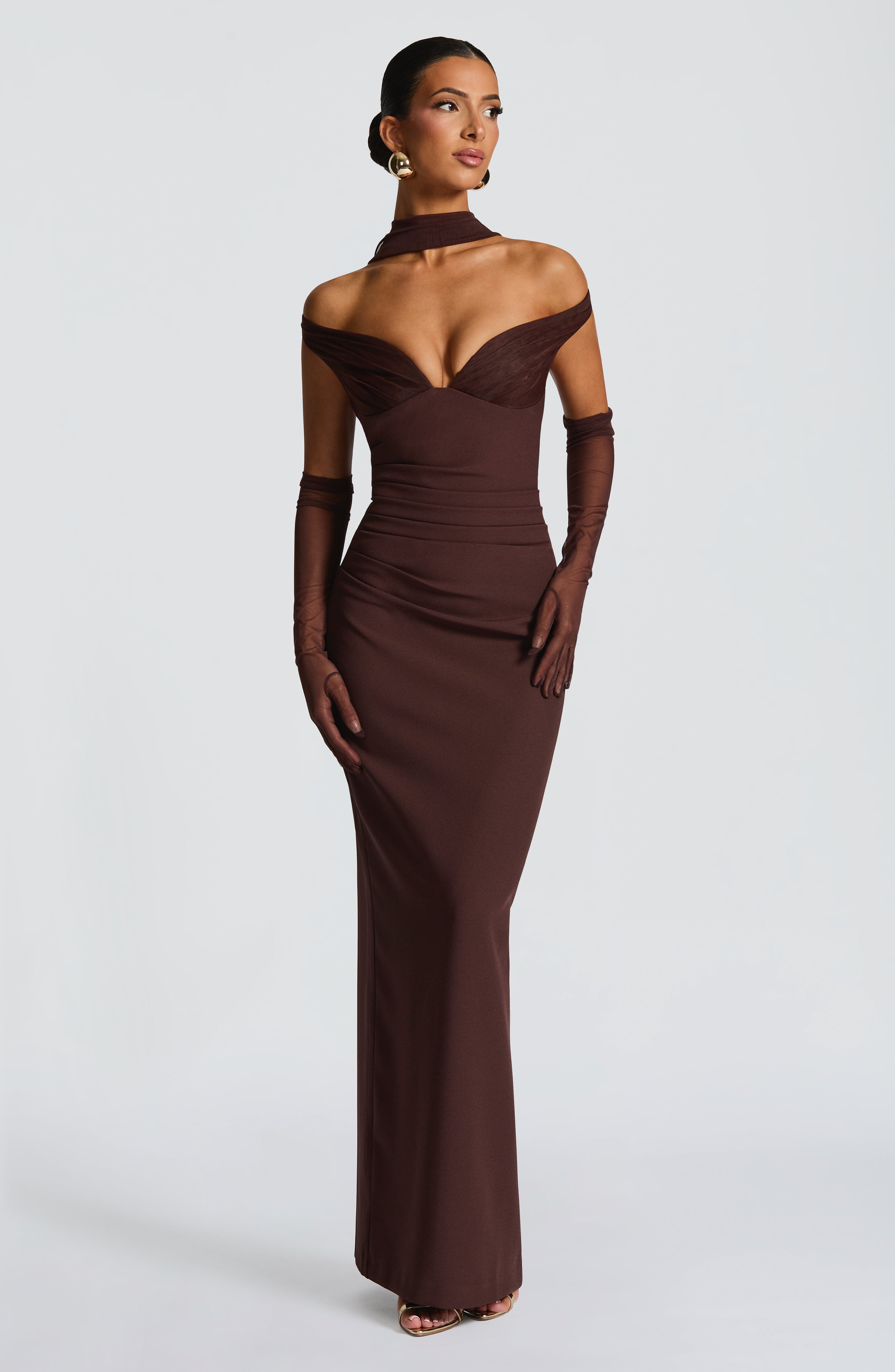 minilena Abigail Maxi Dress Plum Brown