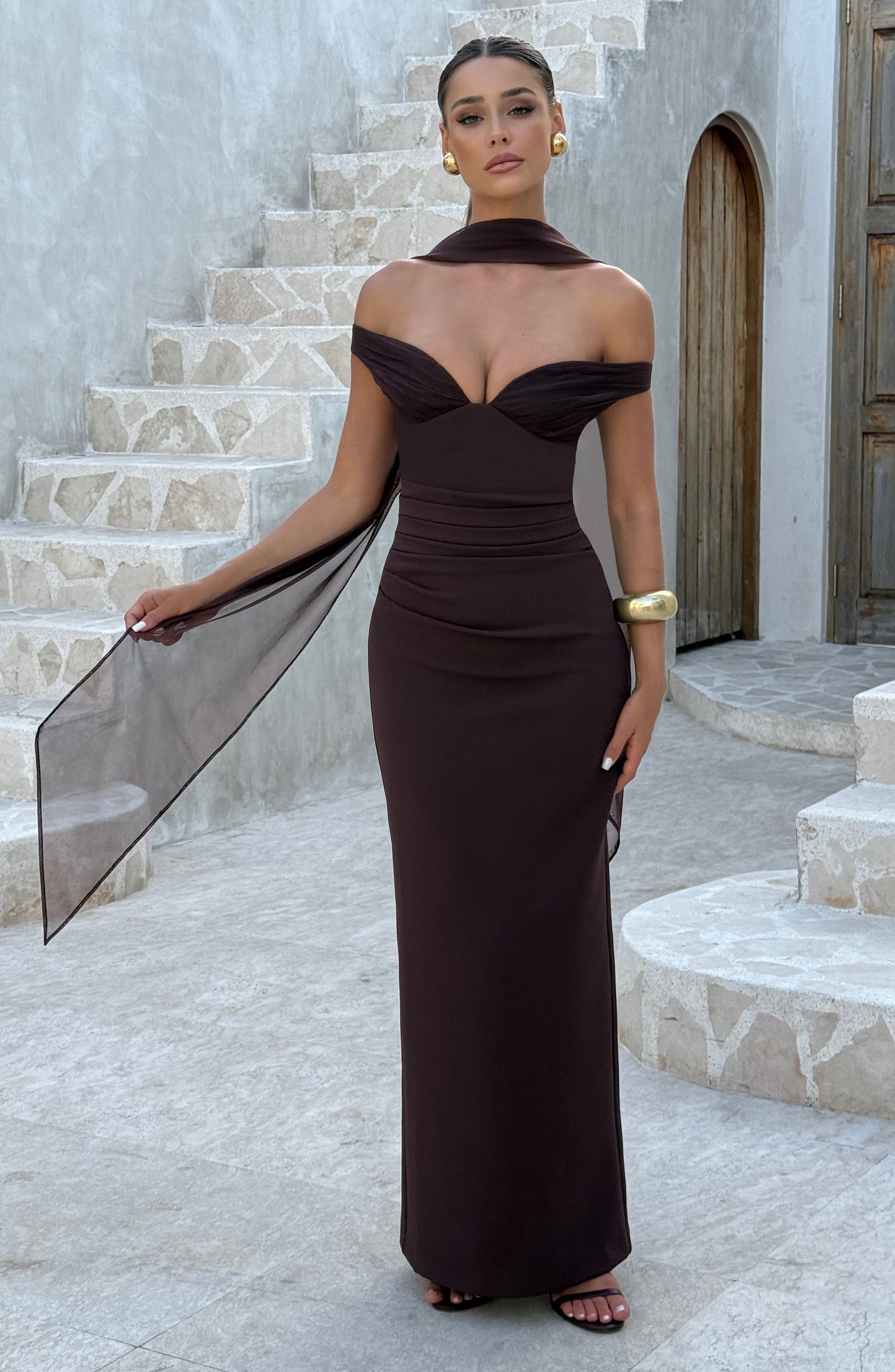 minilena Abigail Maxi Dress Plum Brown