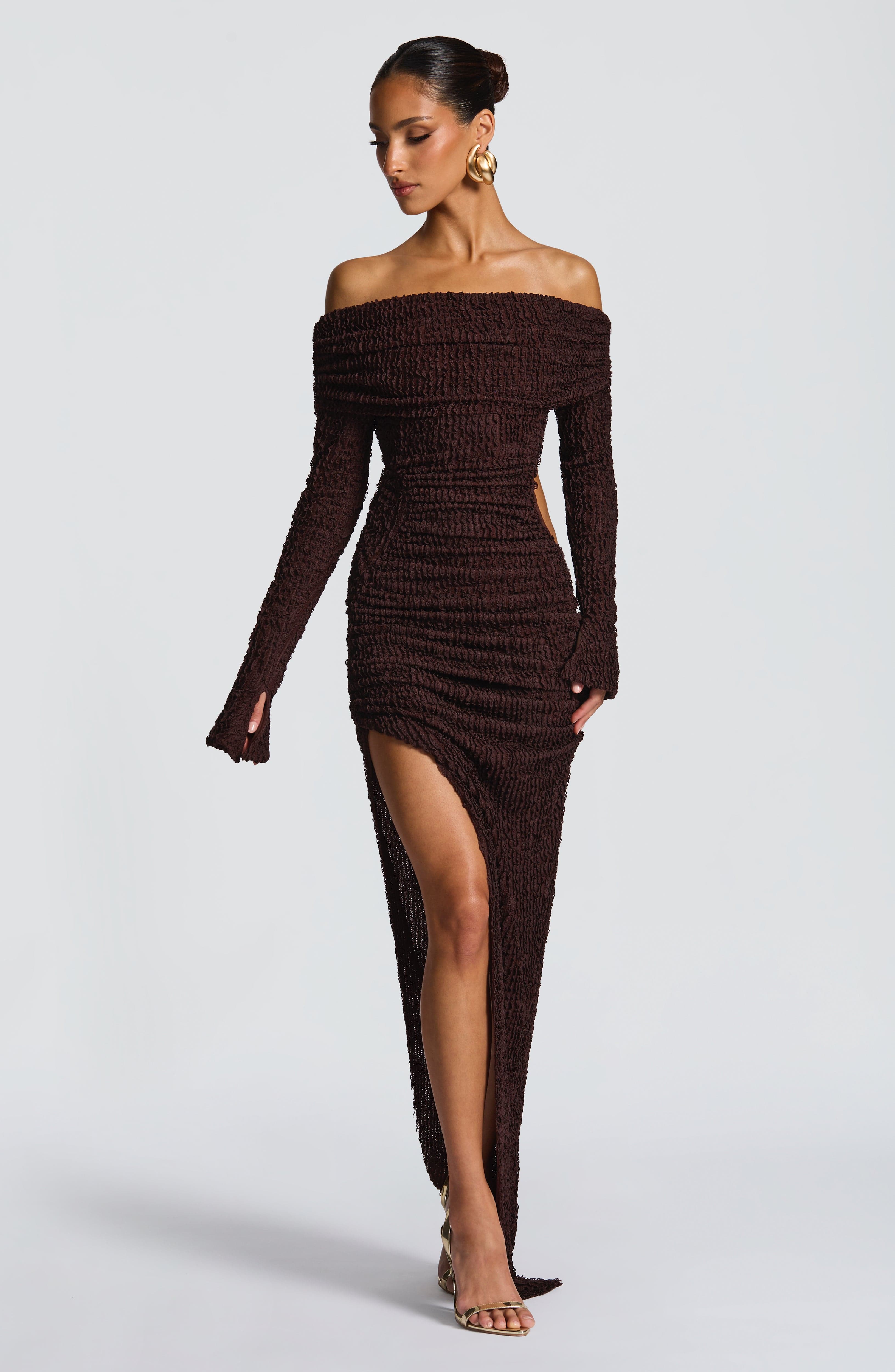 minilena Adelphia Midi Dress Plum Brown