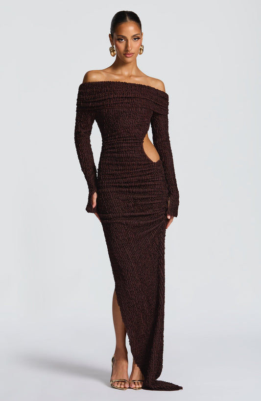 minilena Adelphia Midi Dress Plum Brown