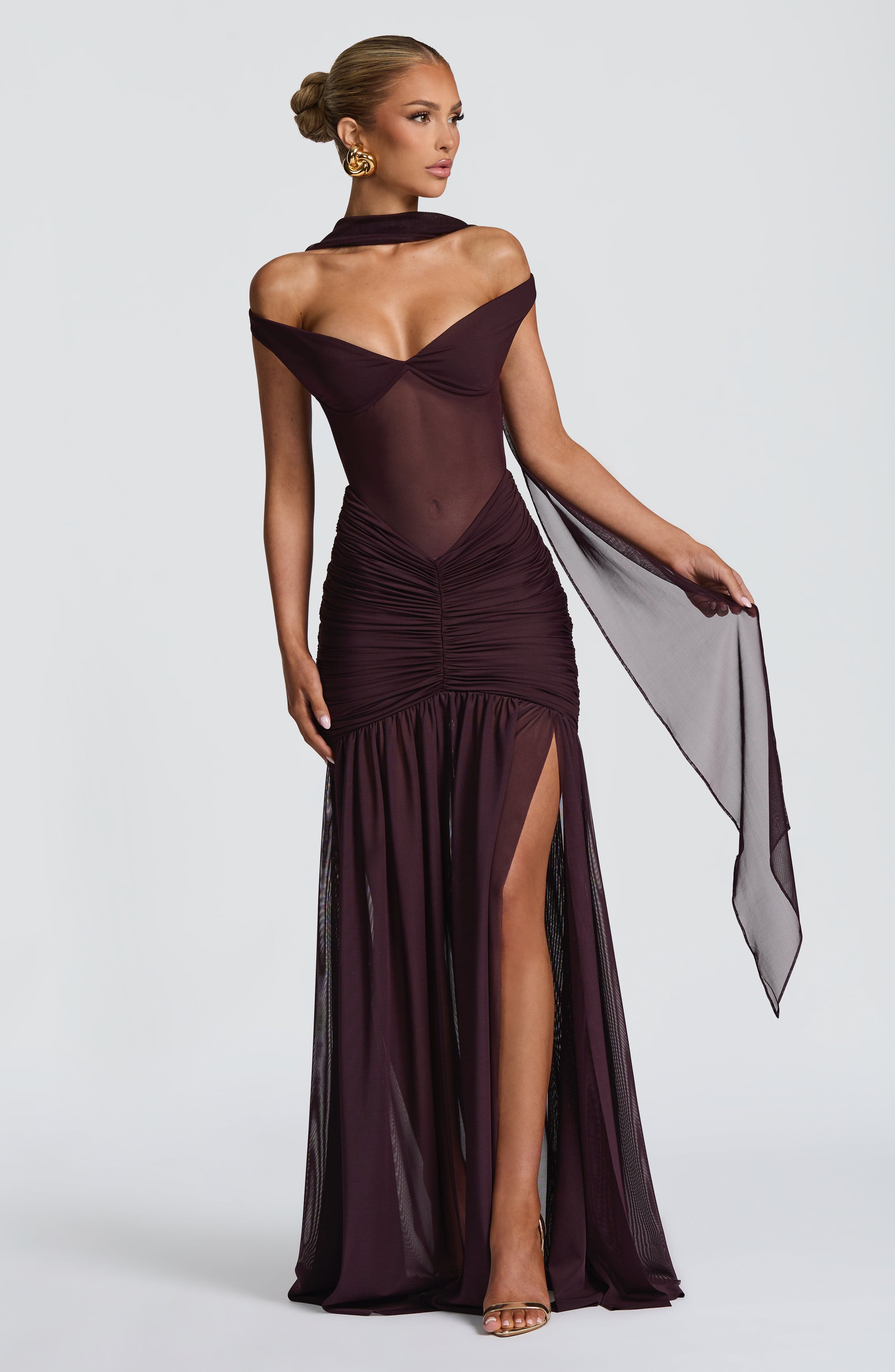 minilena Alaia Maxi Dress Plum