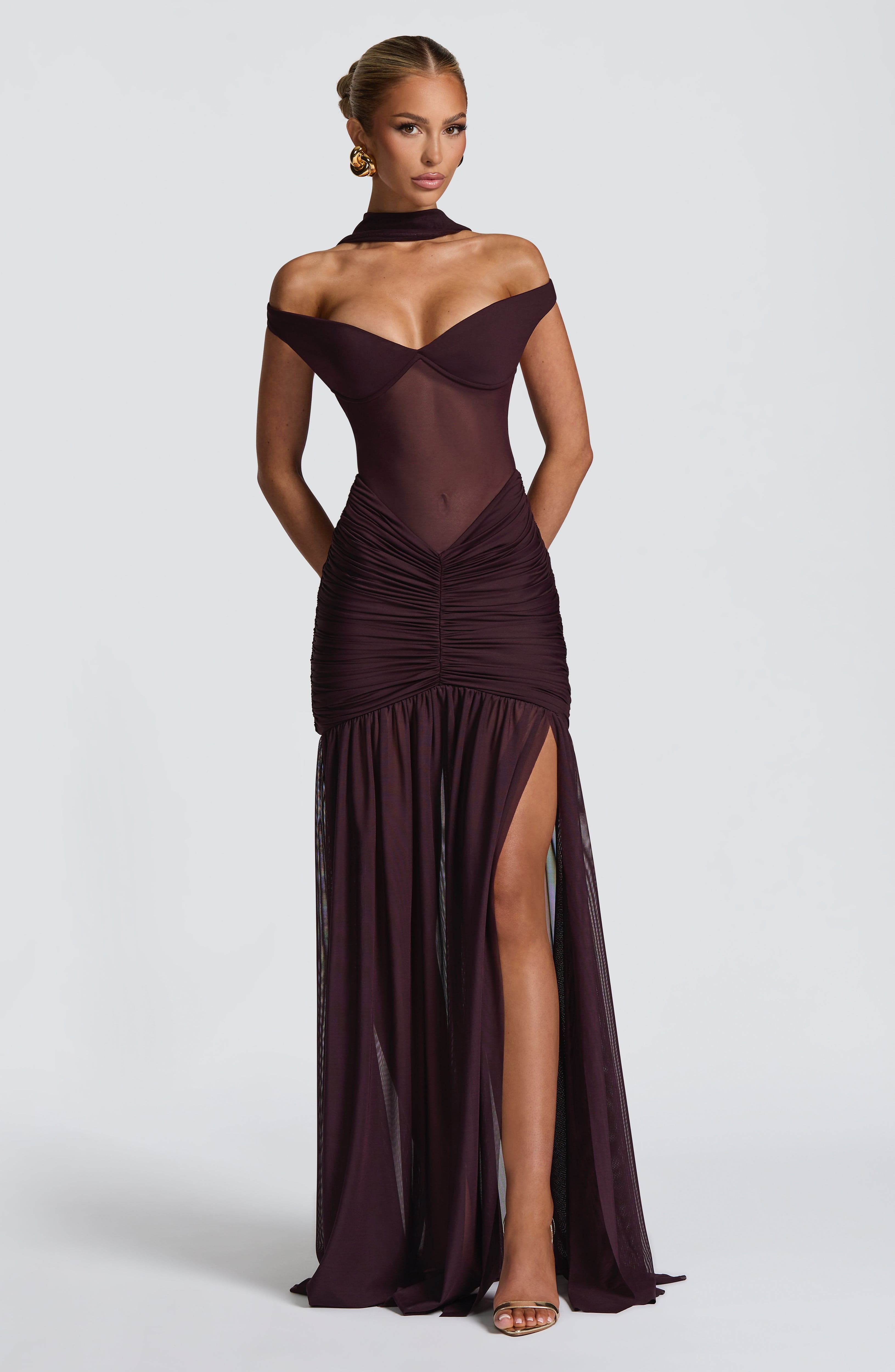 minilena Alaia Maxi Dress Plum