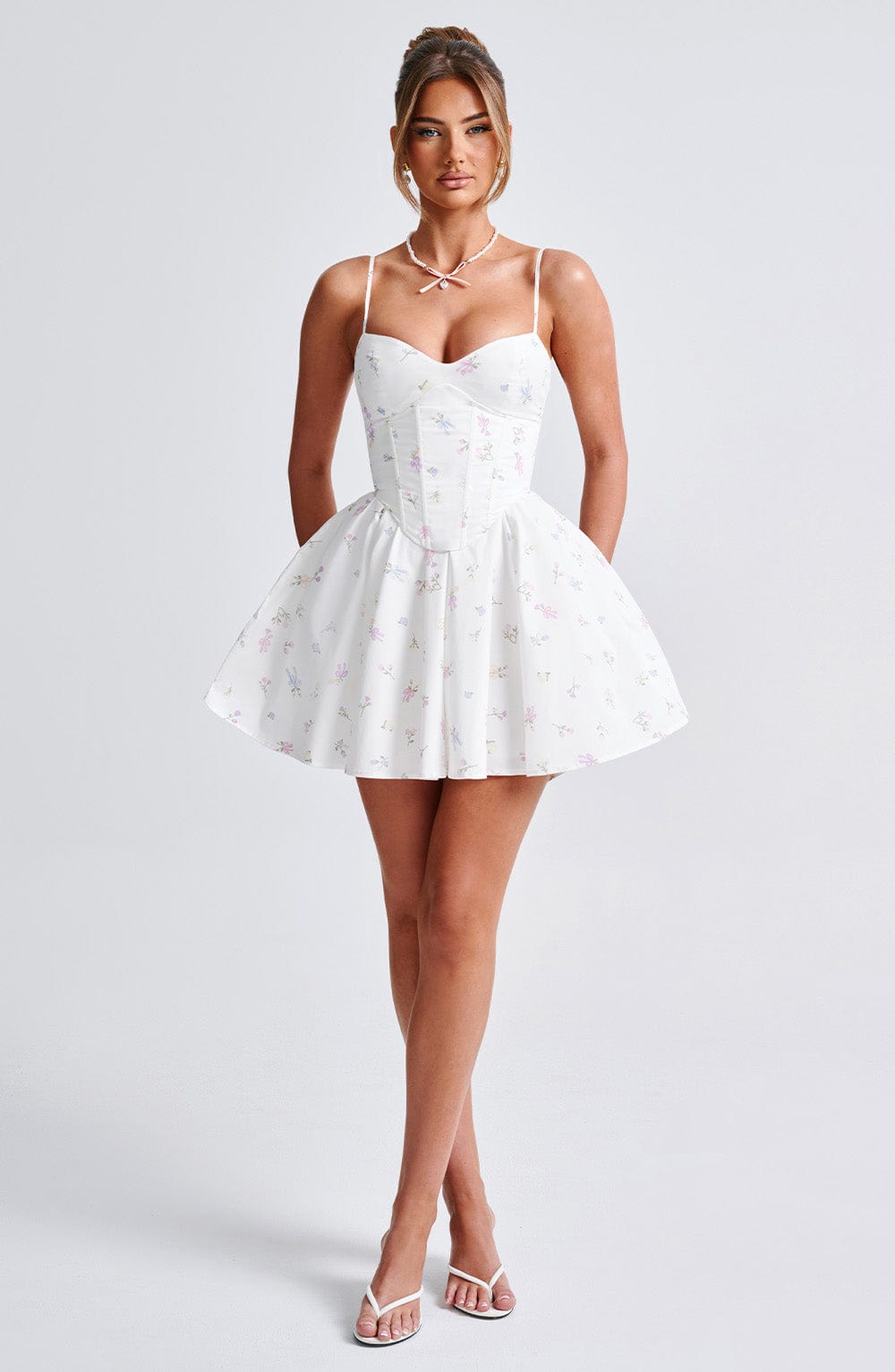 minilena Analeigh Mini Dress White Multi Floral Print