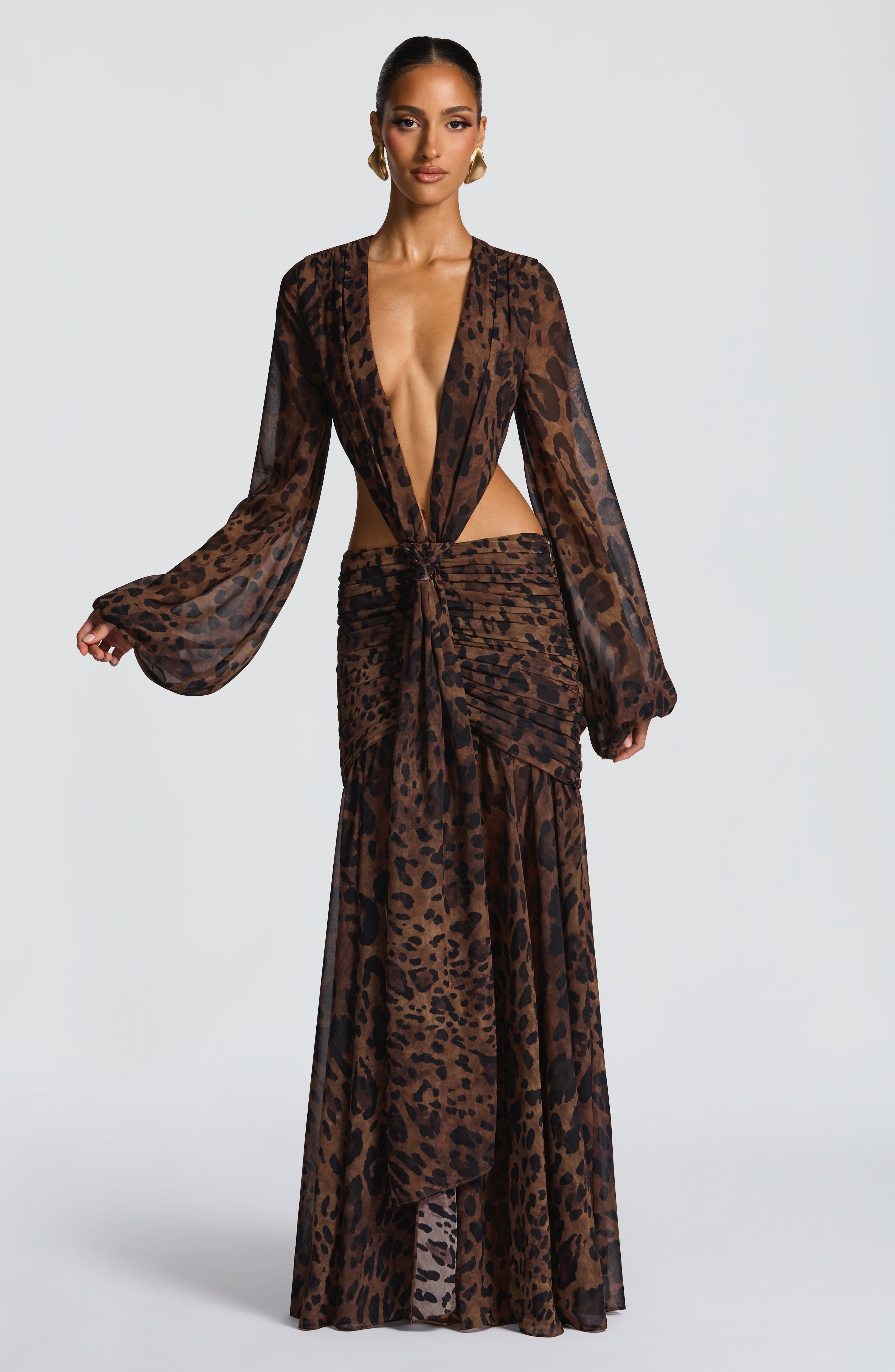 minilena Andrina Maxi Dress Leopard Print