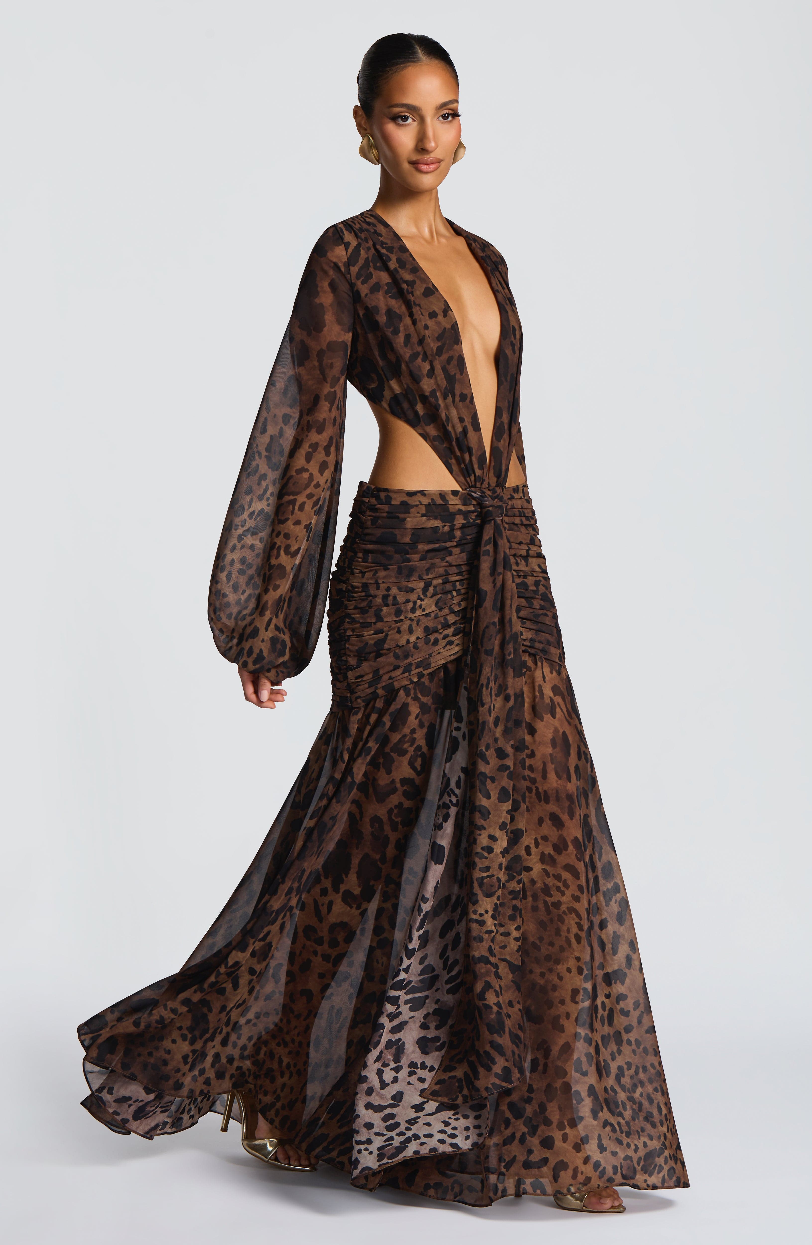 minilena Andrina Maxi Dress Leopard Print