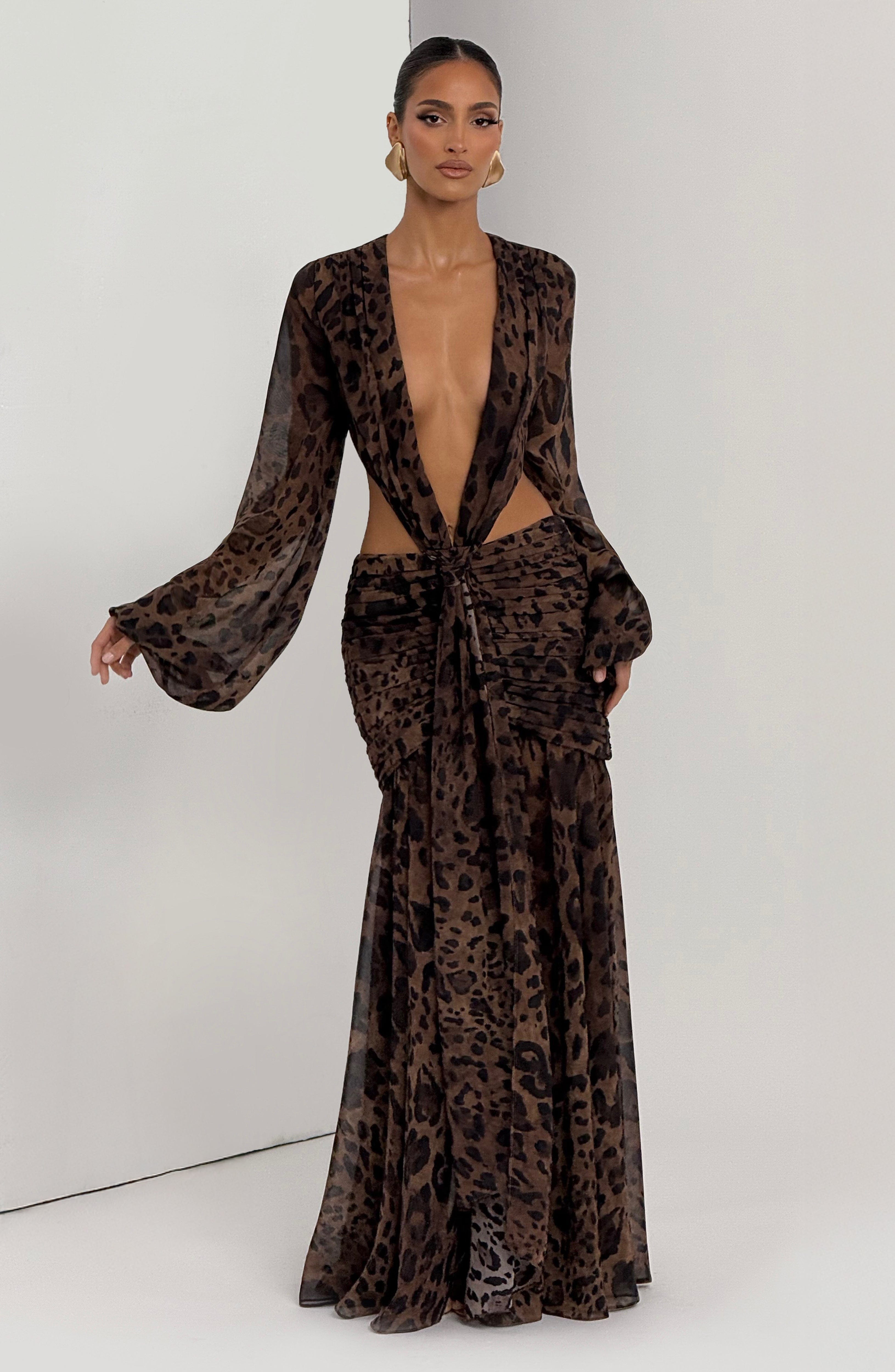 minilena Andrina Maxi Dress Leopard Print