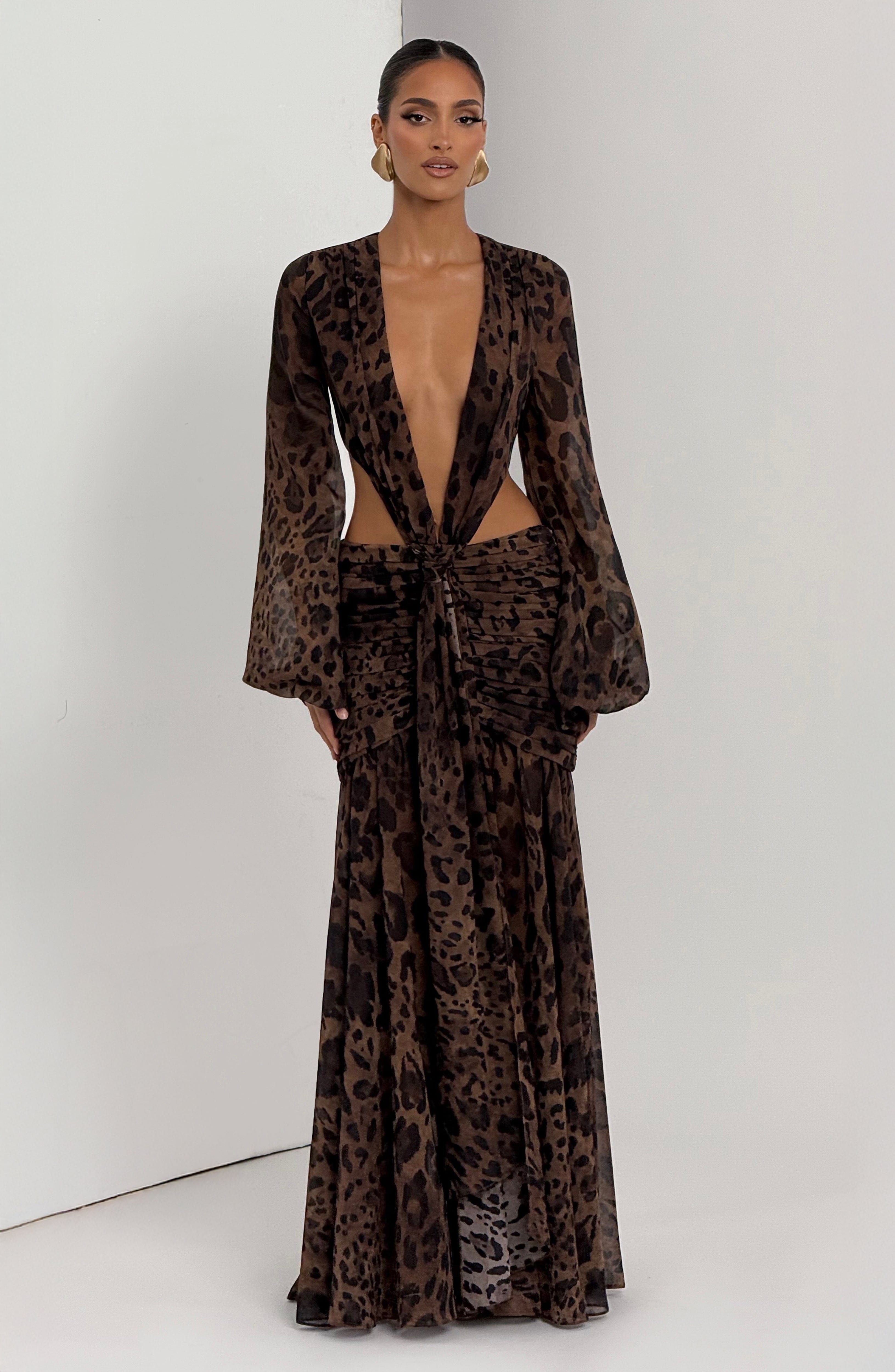 minilena Andrina Maxi Dress Leopard Print