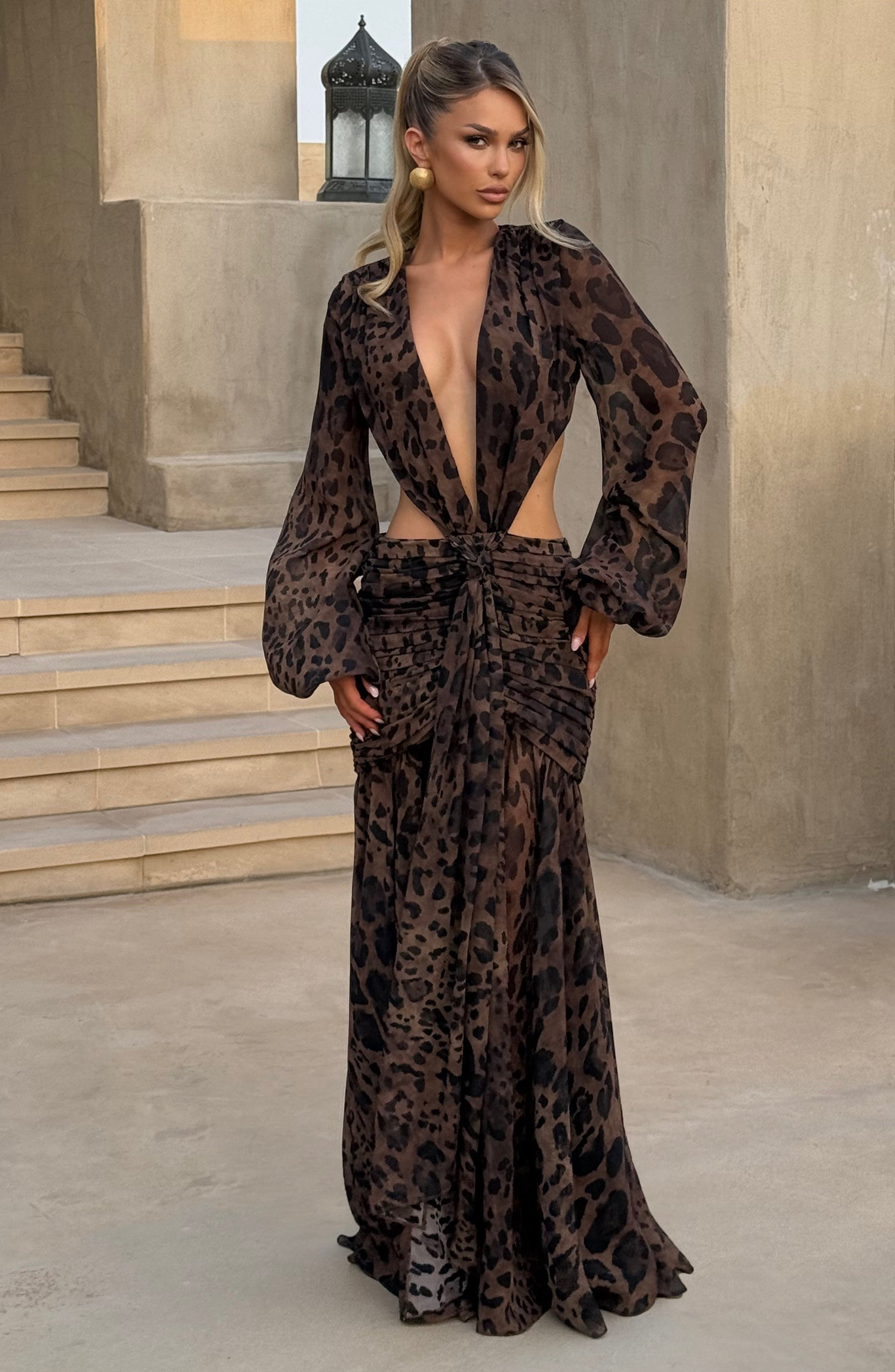 minilena Andrina Maxi Dress Leopard Print