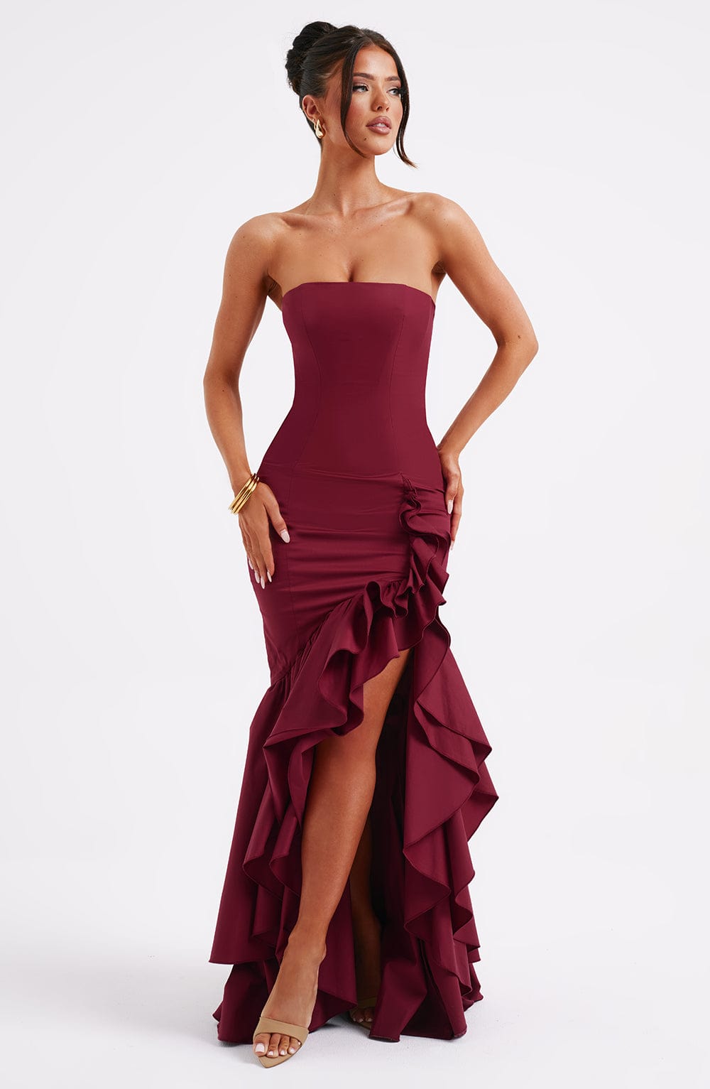 minilena Angelina Maxi Dress Burgundy
