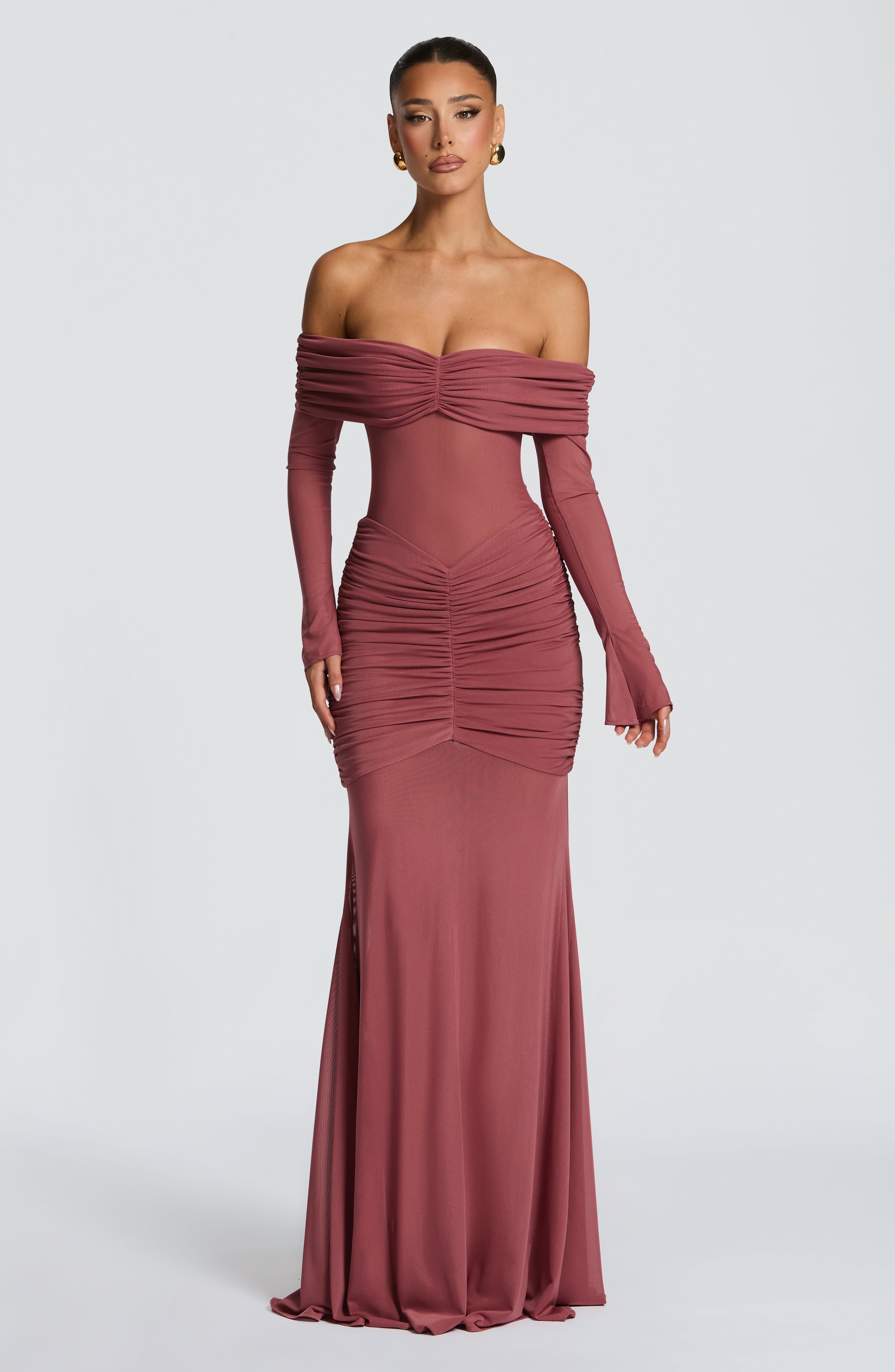 minilena Arlena Maxi Dress Rose Brown