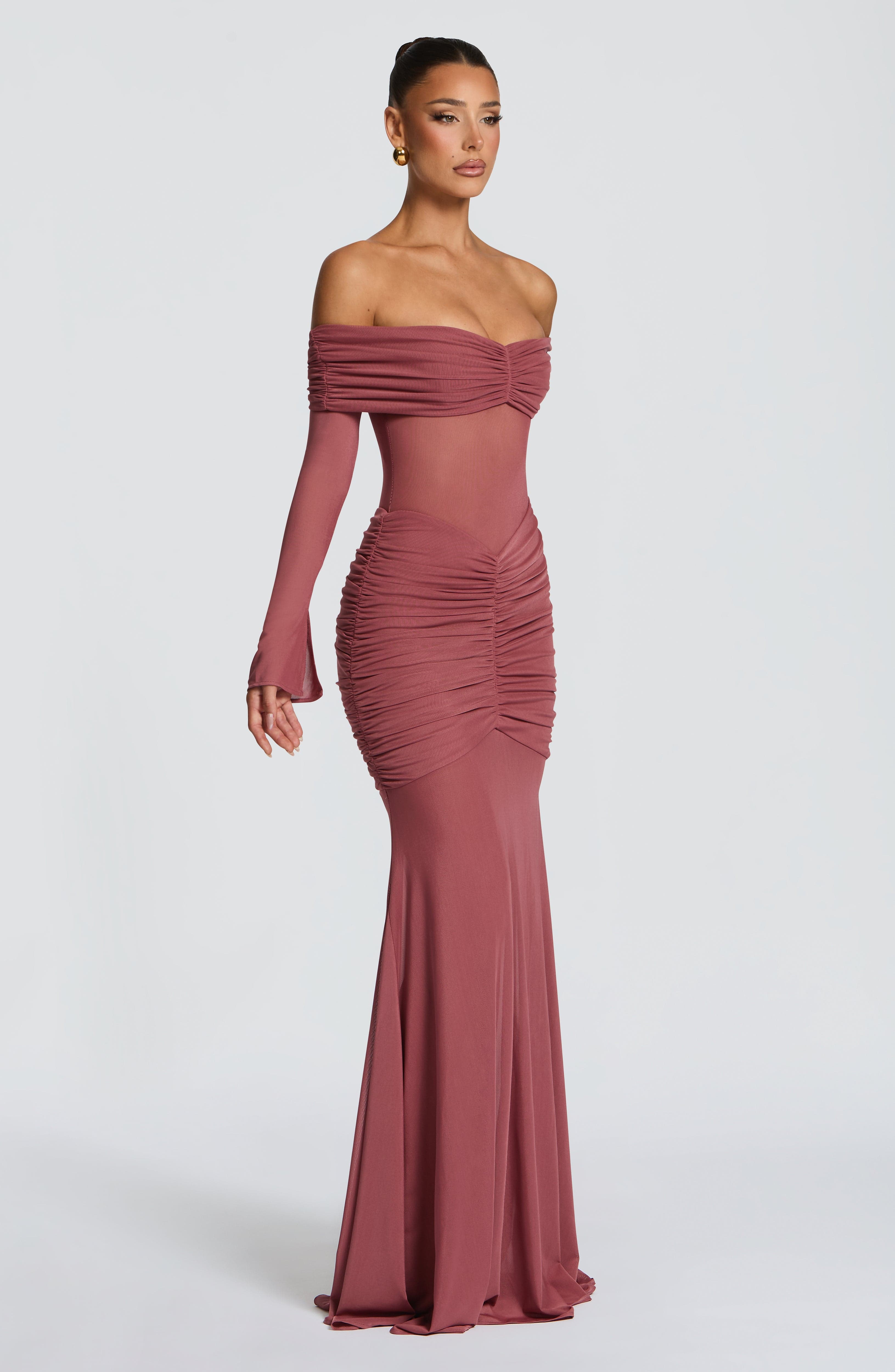 minilena Arlena Maxi Dress Rose Brown
