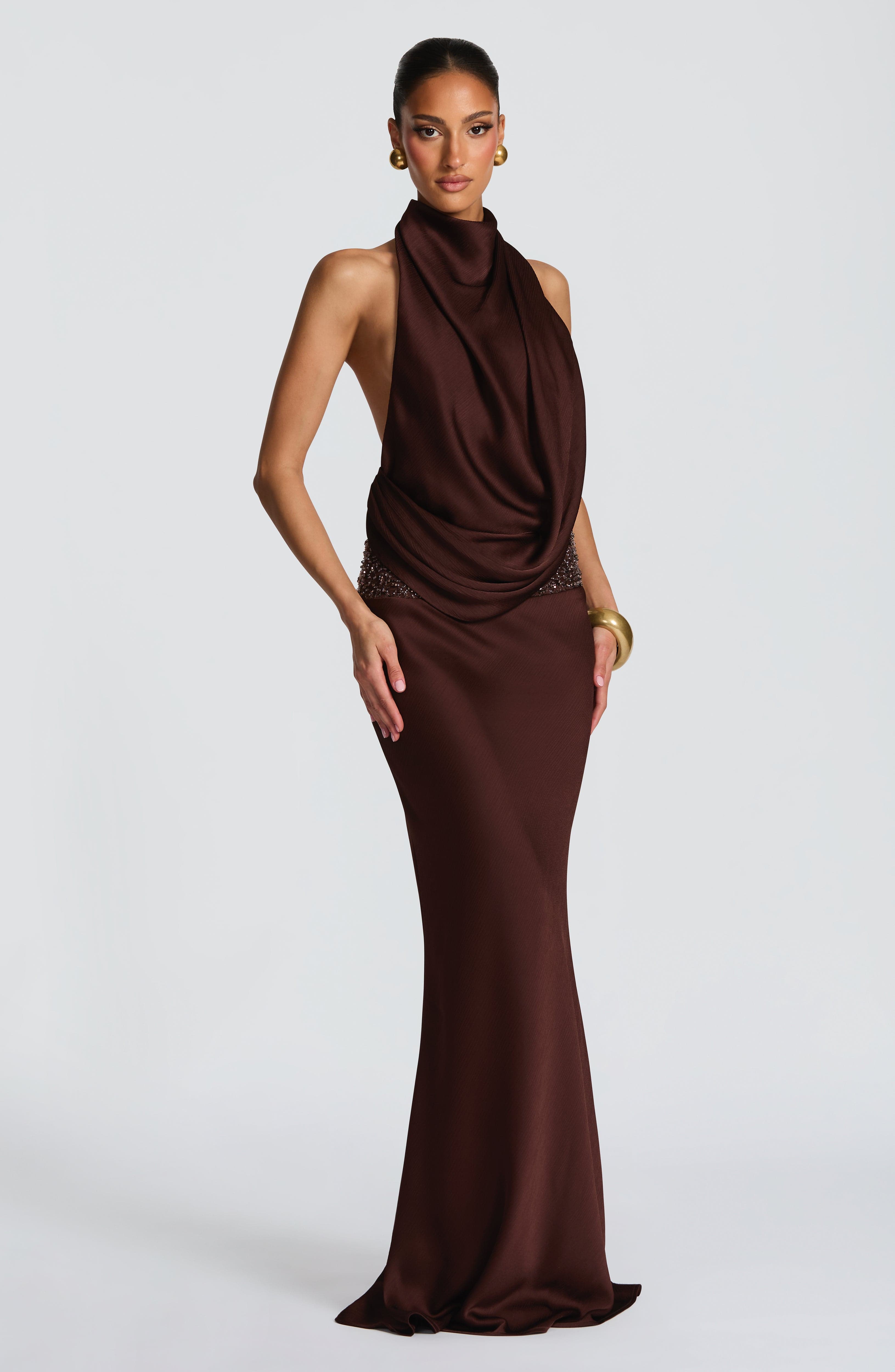 minilena Armelle Maxi Dress Plum Brown