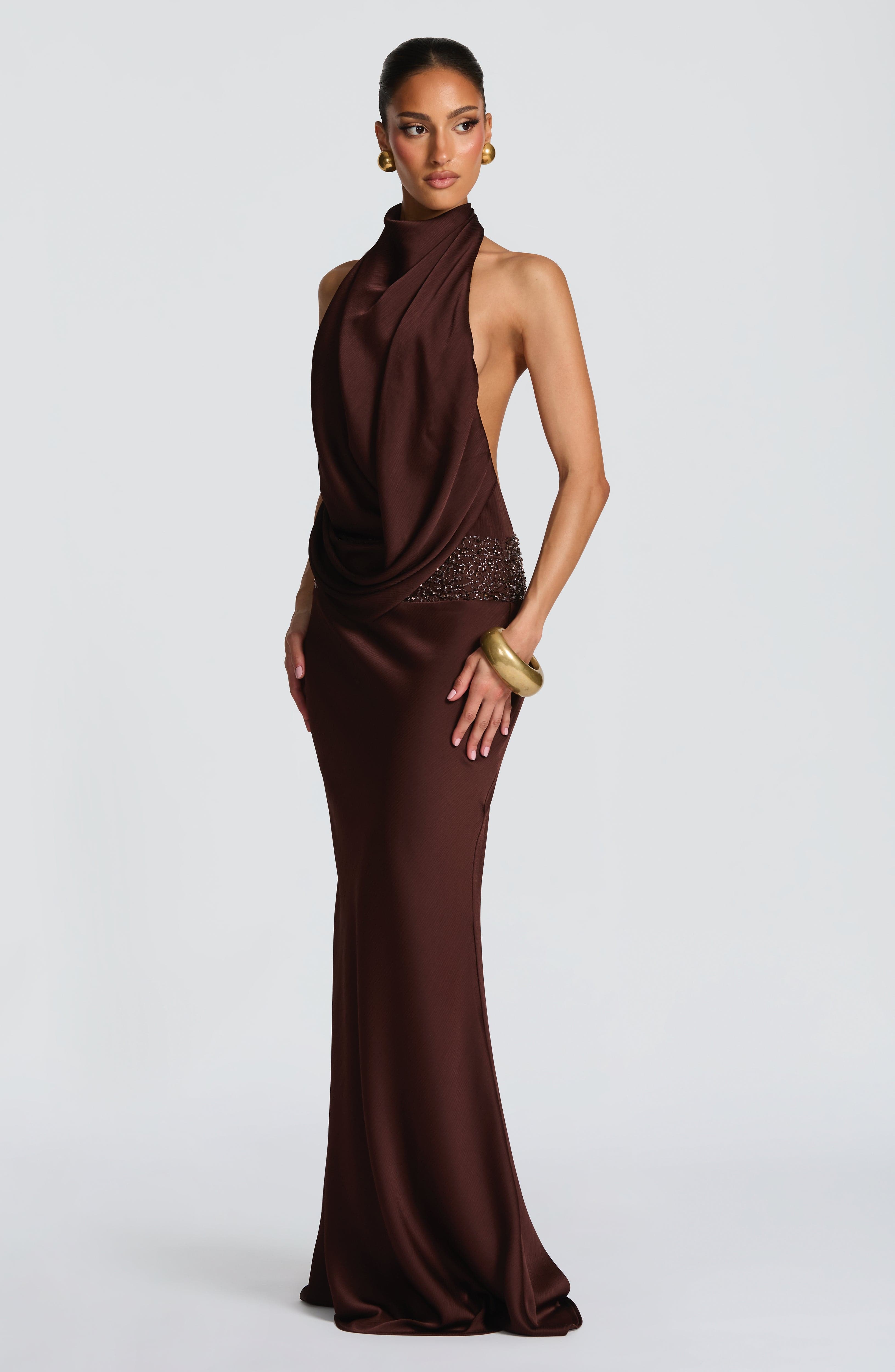 minilena Armelle Maxi Dress Plum Brown