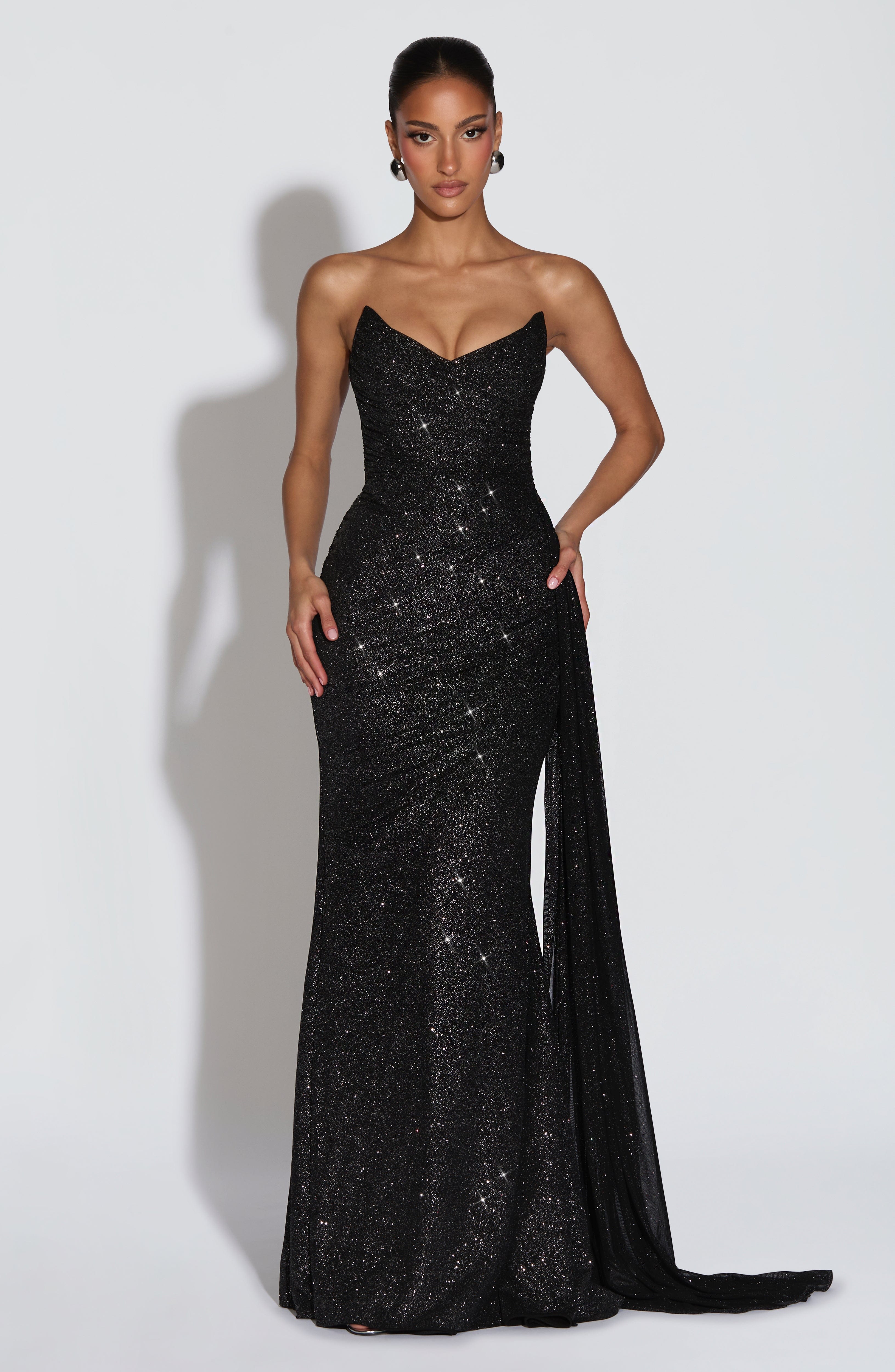 minilena Ashika Maxi Dress Black Sparkle