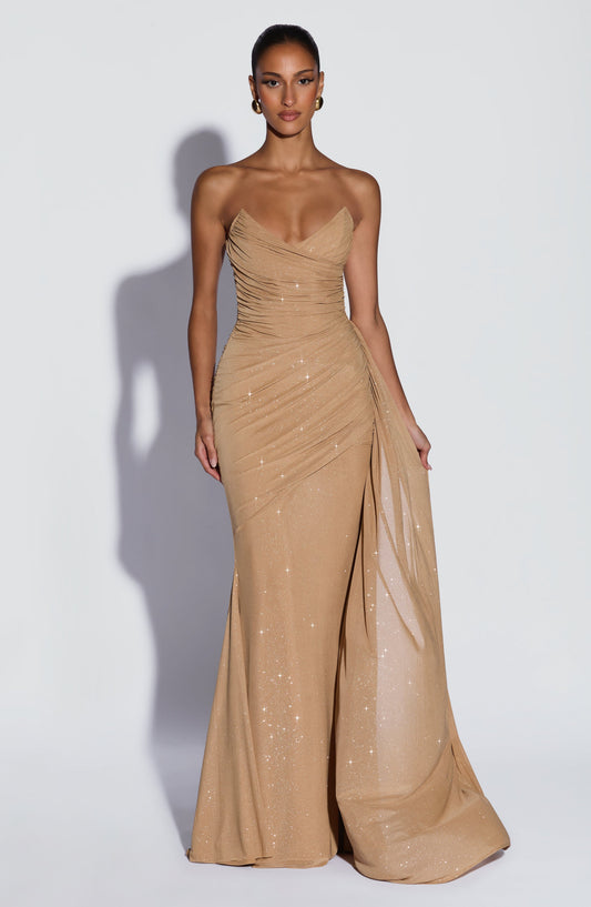 minilena Ashika Maxi Dress Gold Sparkle