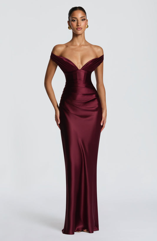 minilena Aurelia Maxi Dress Cherry Lacquer
