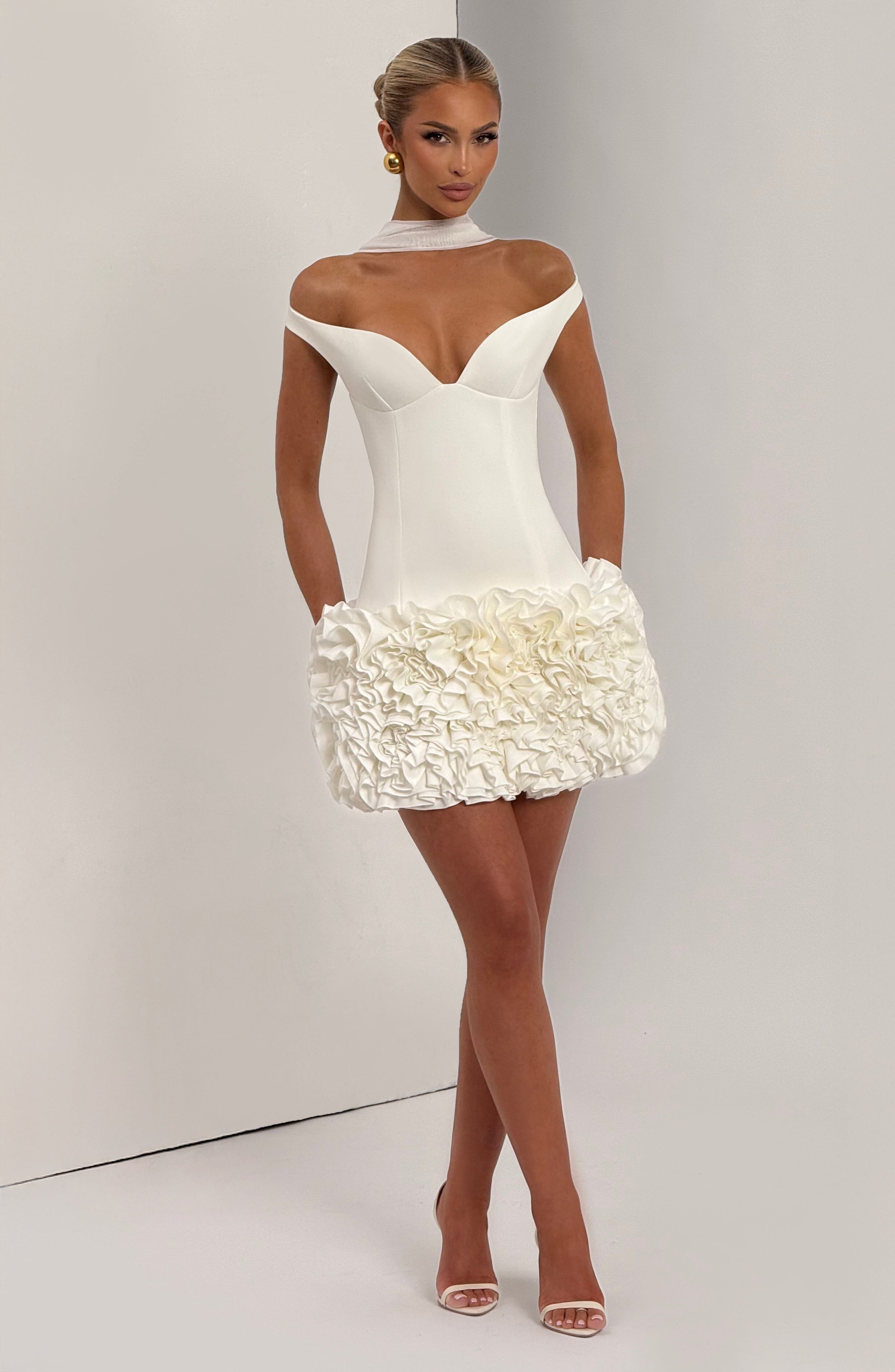 minilena Aveta Mini Dress Ivory