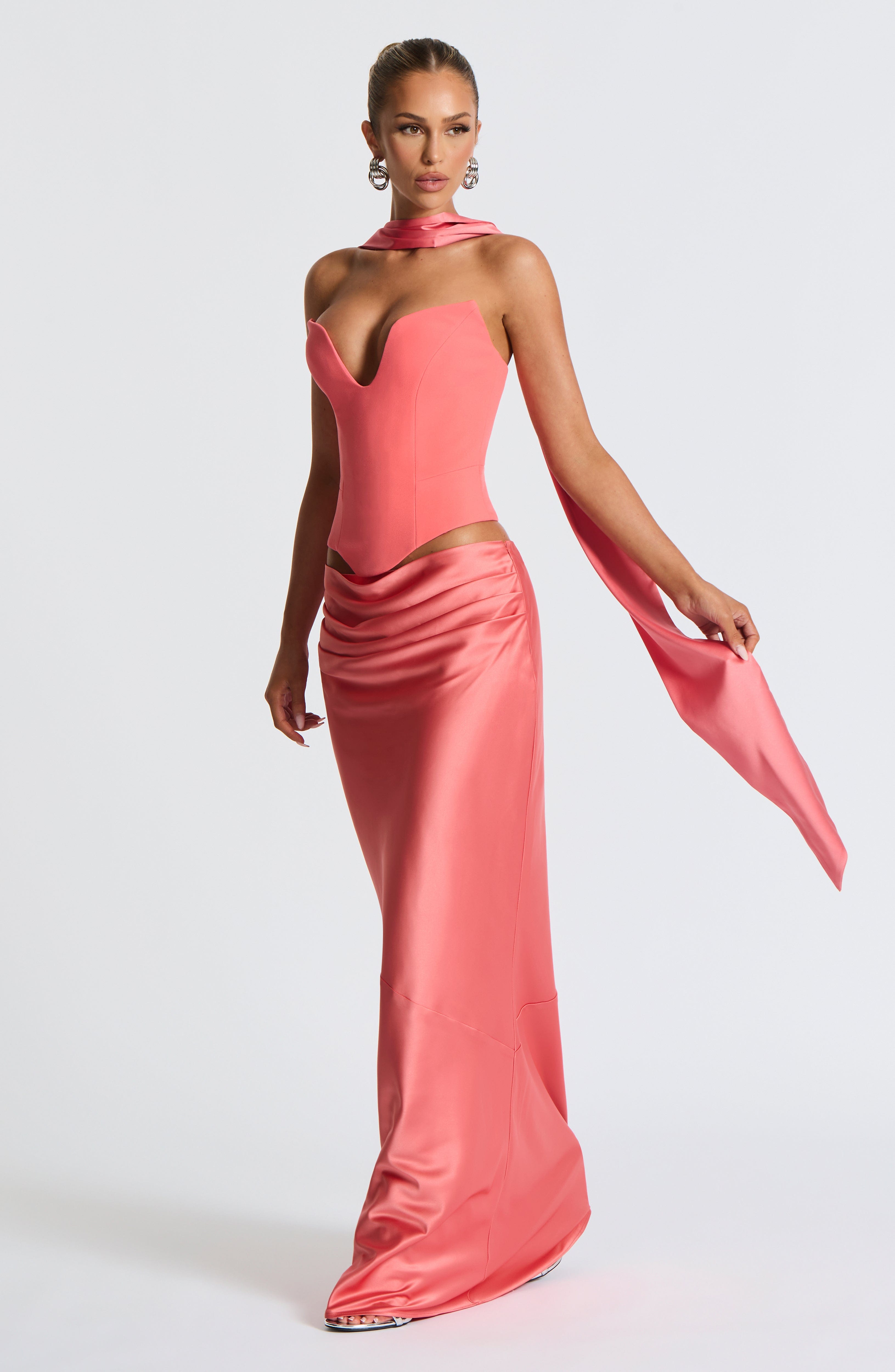minilena Bernadette Maxi Skirt Coral Pink