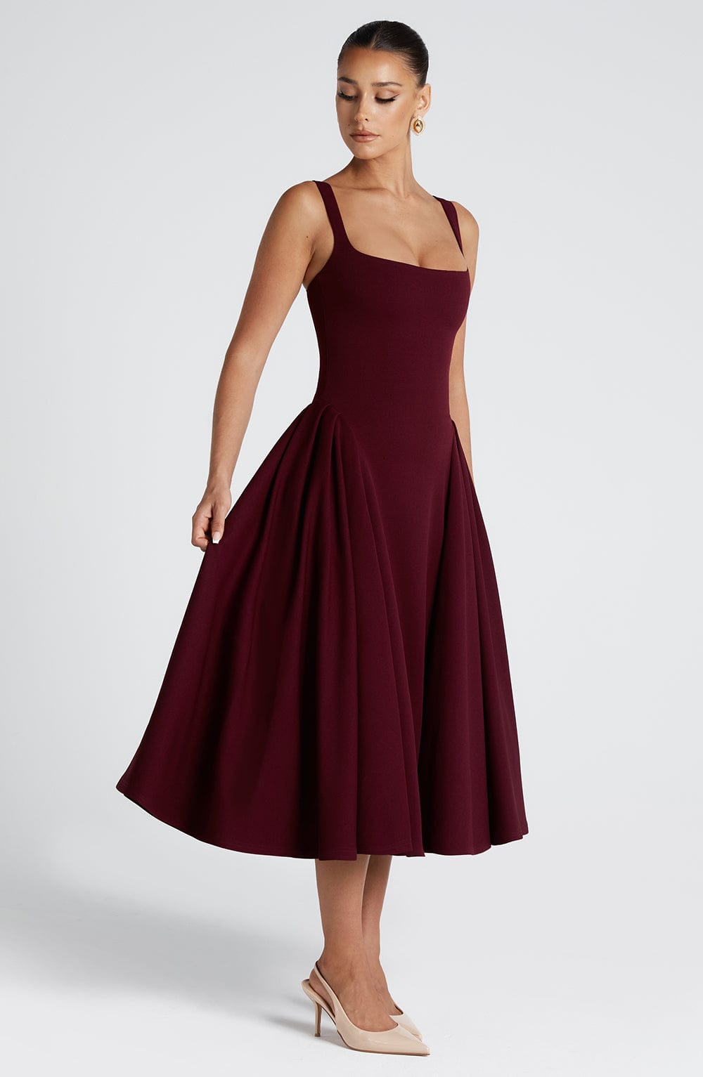 minilena Betty Midi Dress Cherry Lacquer